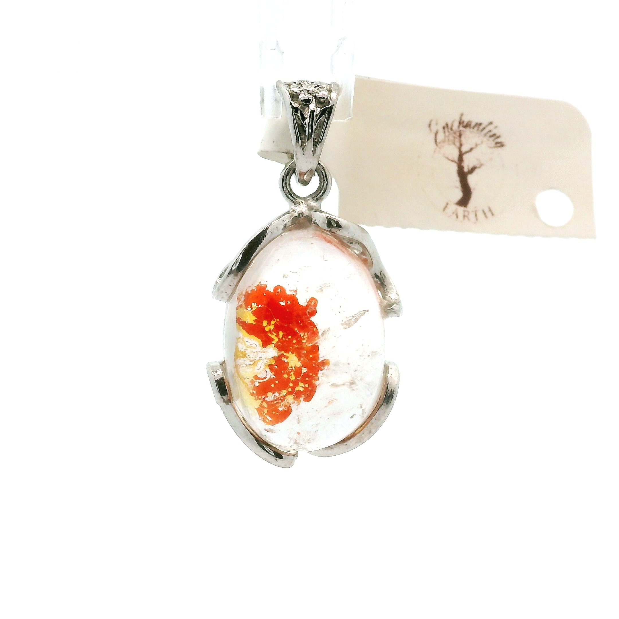 Koi Quartz Pendant .925 Sterling Silver for Spiritual Transformation