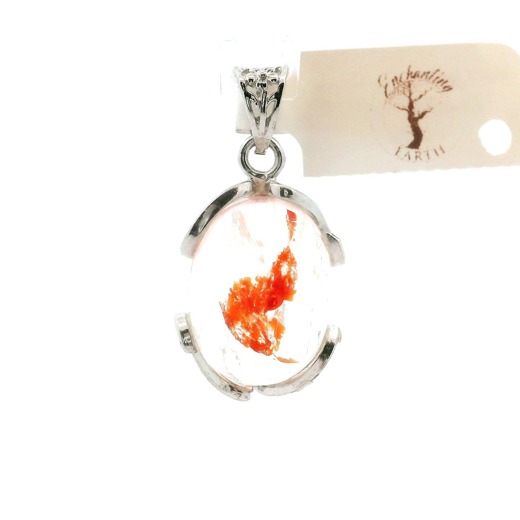 Koi Quartz Pendant .925 Sterling Silver for Spiritual Transformation