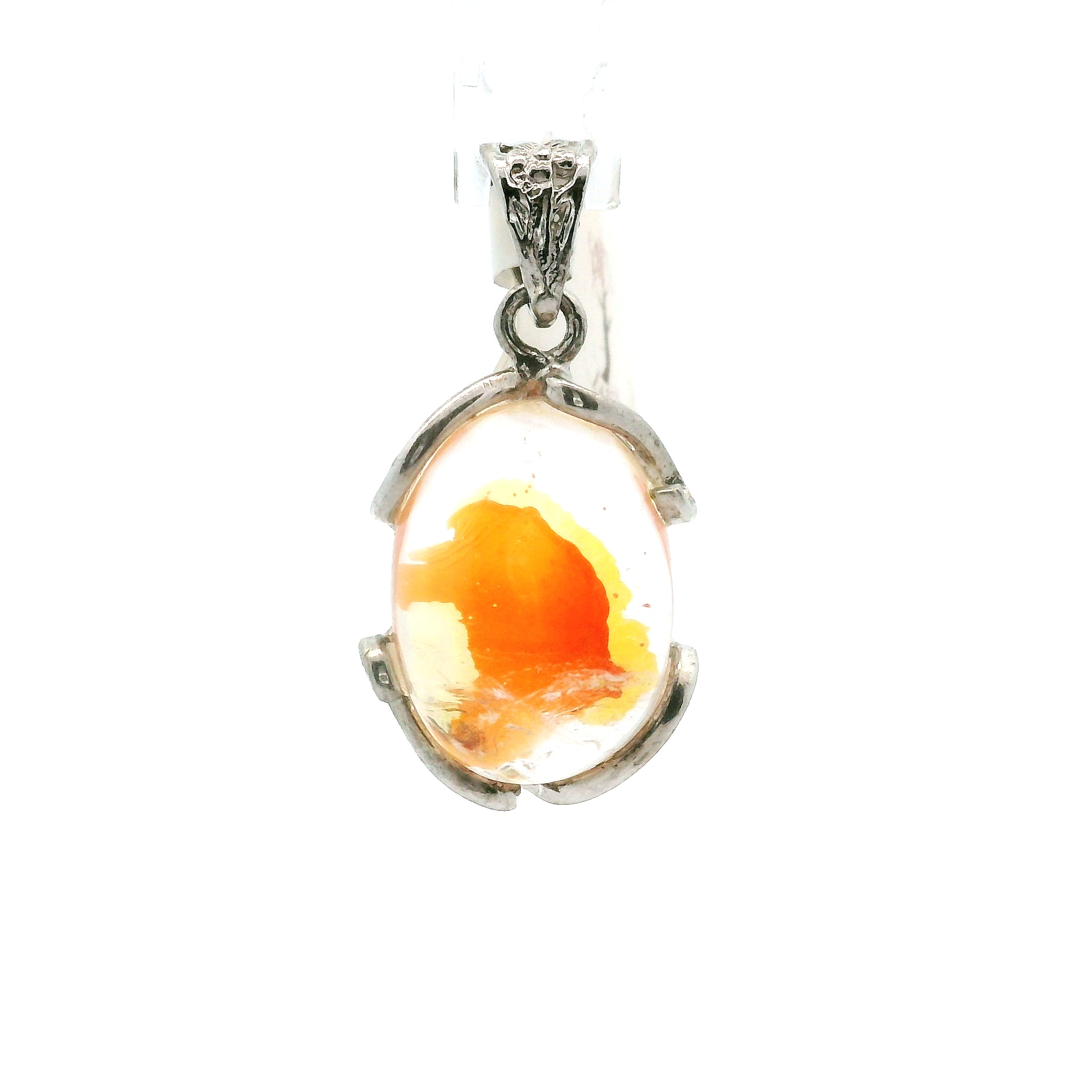 Koi Quartz Pendant .925 Sterling Silver for Spiritual Transformation