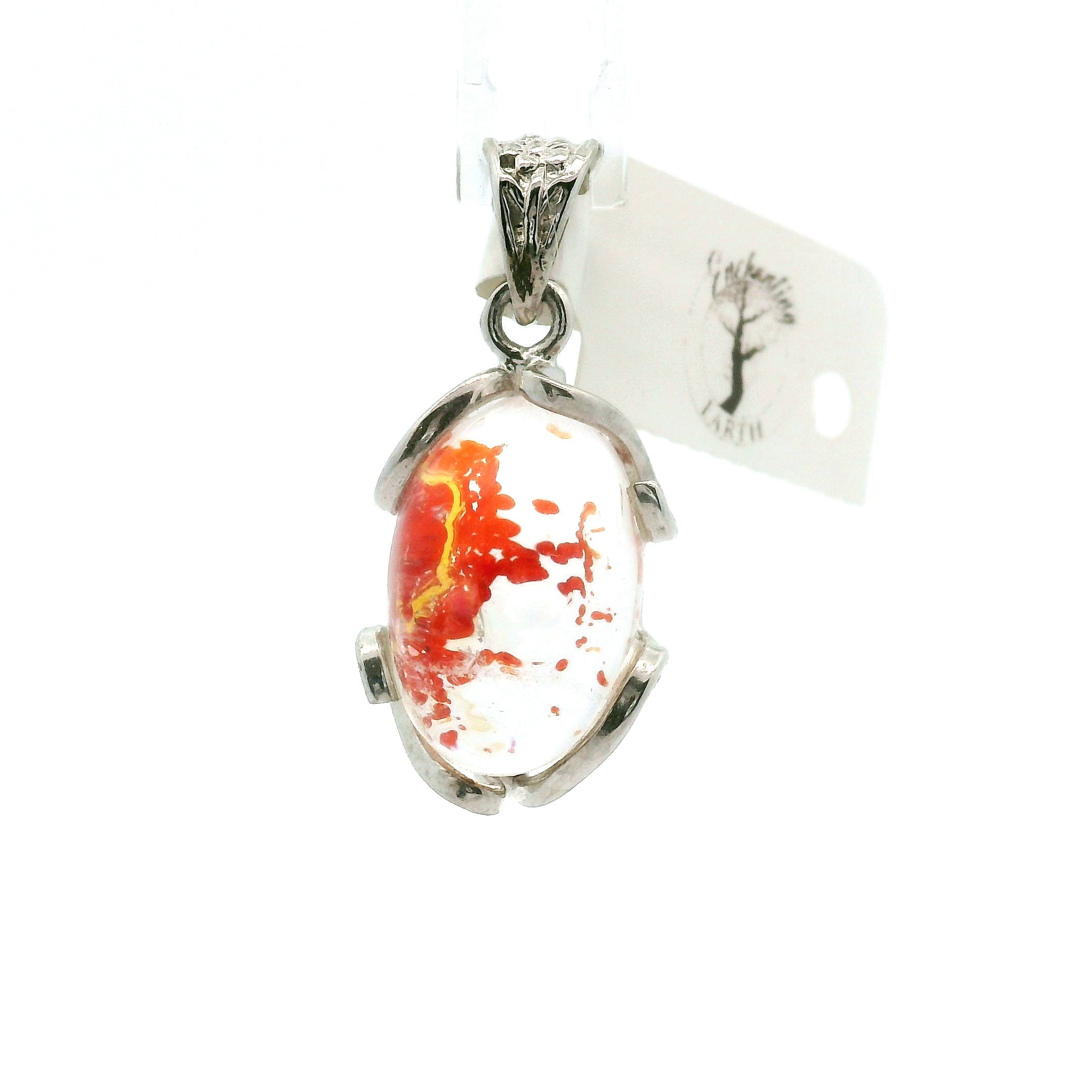 Koi Quartz Pendant .925 Sterling Silver for Spiritual Transformation
