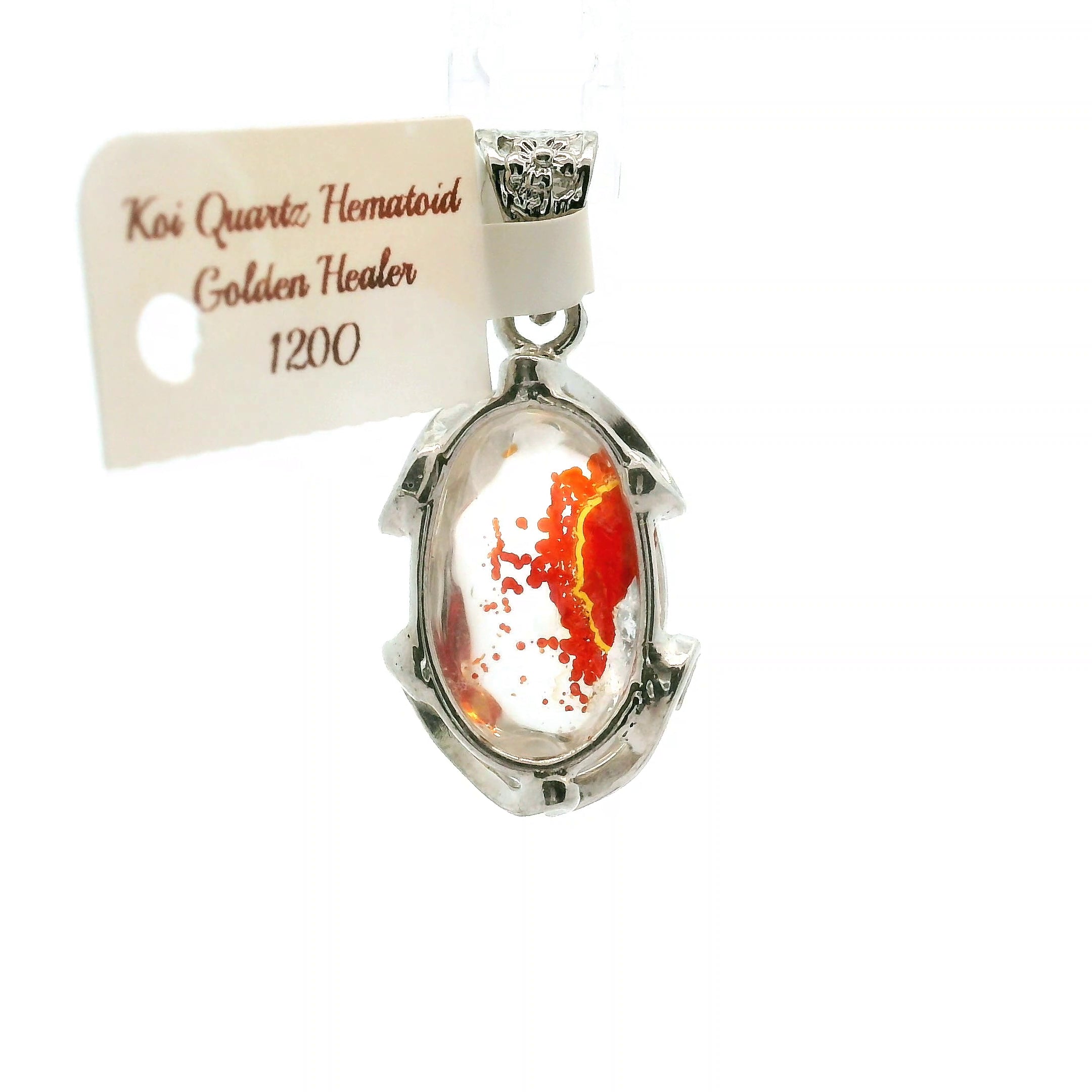 Koi Quartz Pendant .925 Sterling Silver for Spiritual Transformation