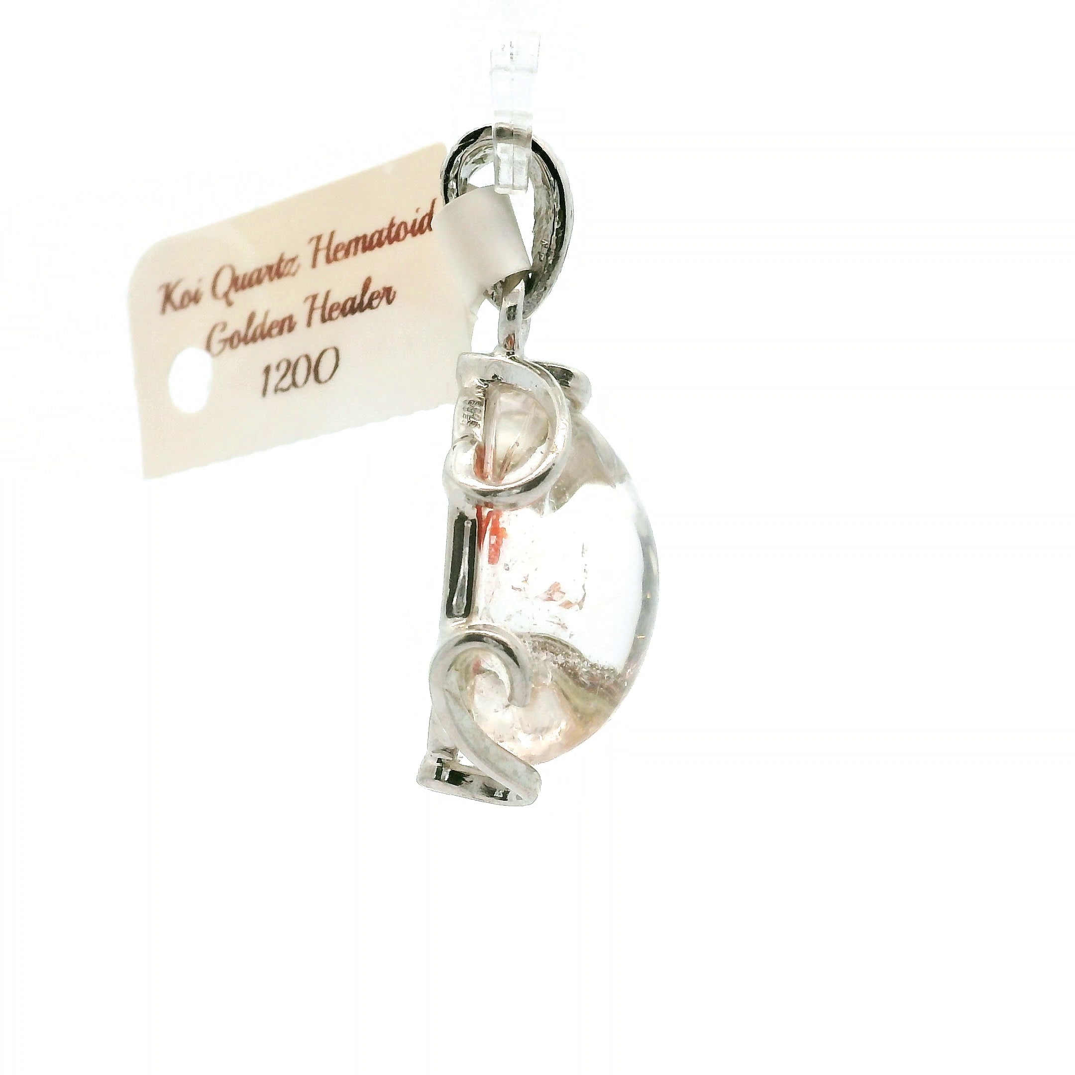 Koi Quartz Pendant .925 Sterling Silver for Spiritual Transformation