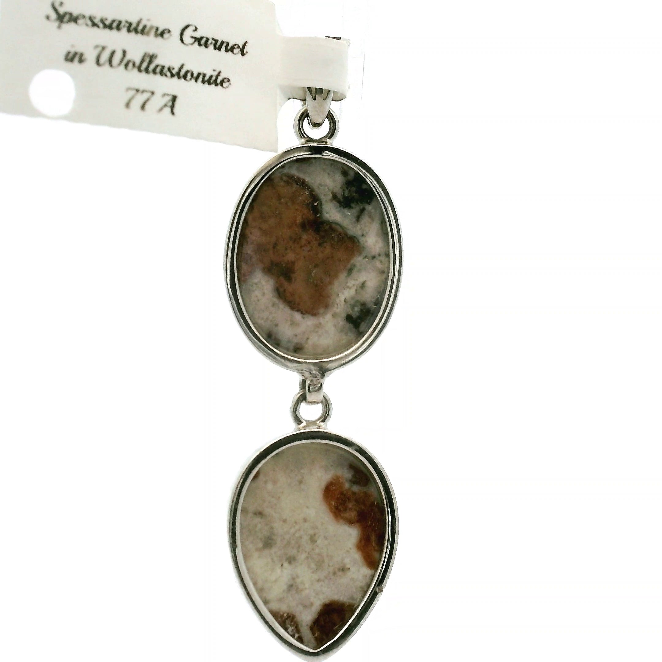 Spessartine Garnet in Wollastonite Pendants .925 Silver for Strength, Courage & Achievement