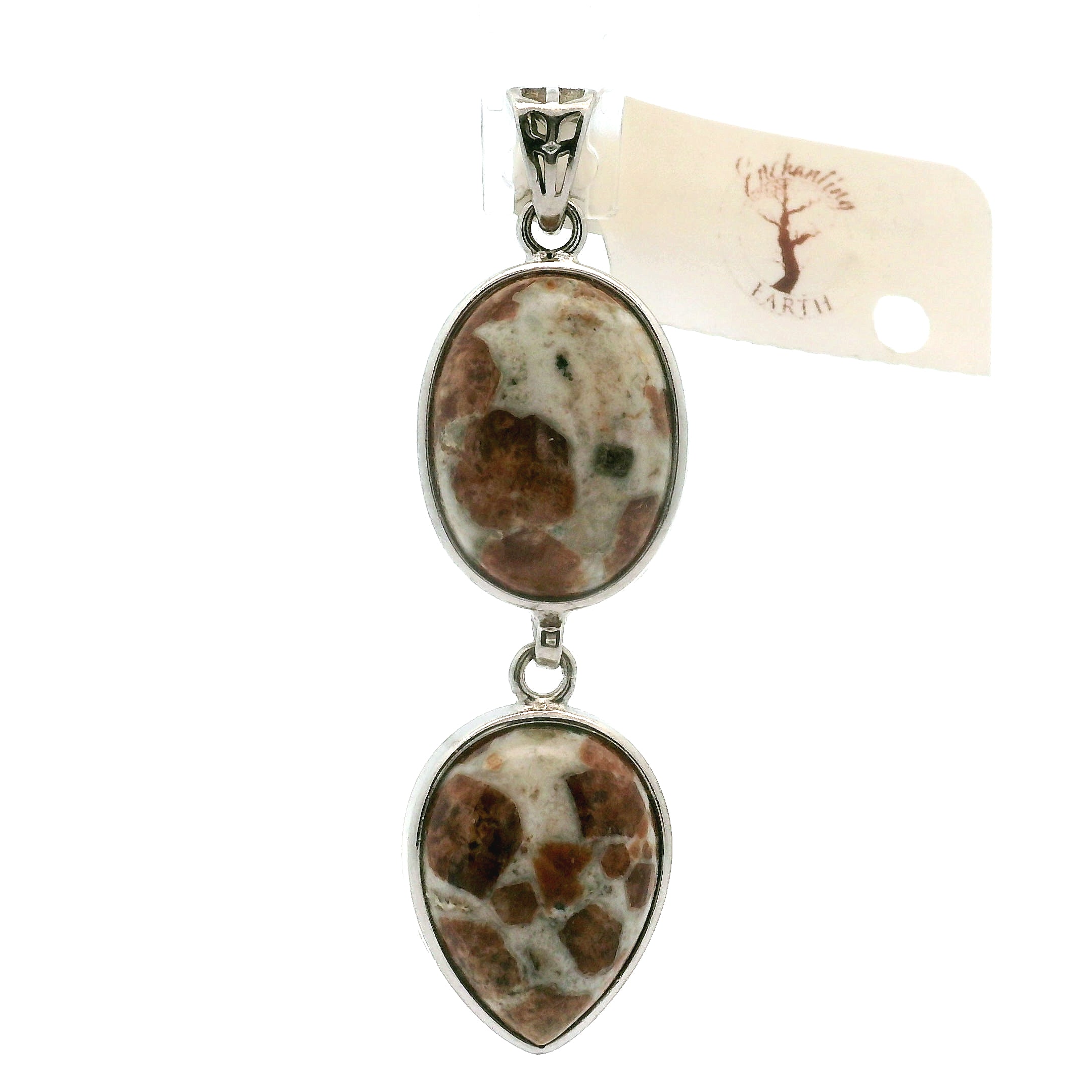 Spessartine Garnet in Wollastonite Pendants .925 Silver for Strength, Courage & Achievement