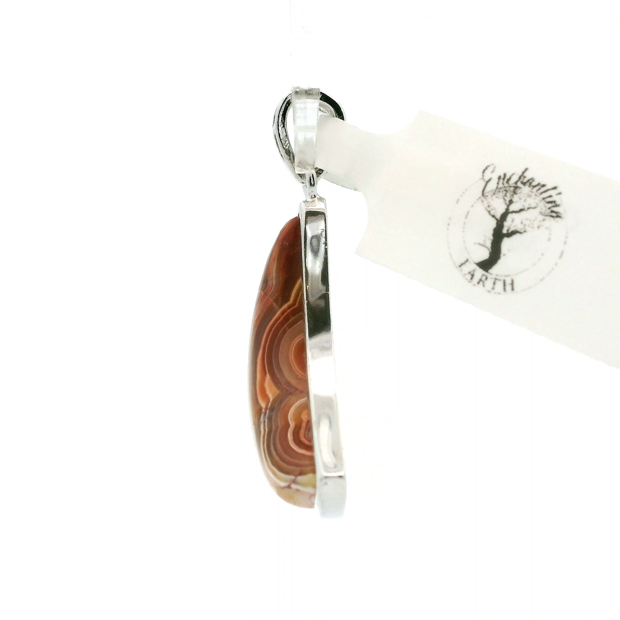 Crazy Lace Agate Moon Pendant in .925 Silver for Promoting Creativity, Hope, New Ideas & Positivity