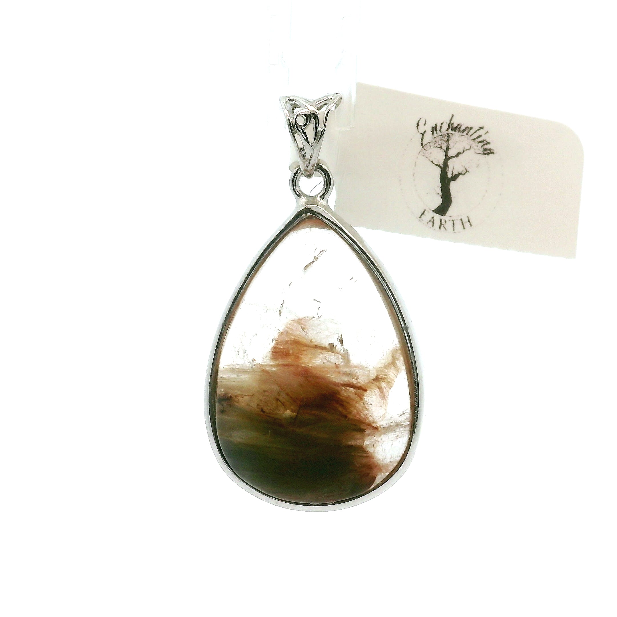 Amphibole Quartz Pendant .925 Sterling Silver for Angelic Connection, Lucid Dreaming and Protection