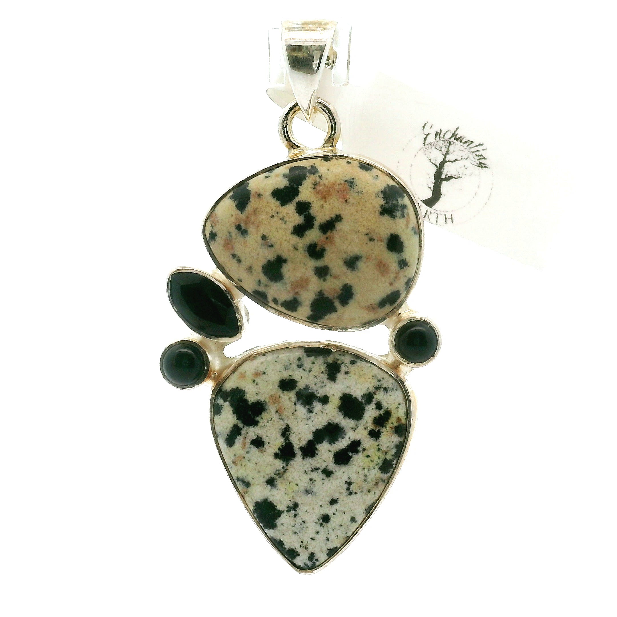 Dalmatian Jasper Multi-Stone Pendant in .925 Silver for Strength and Grounding