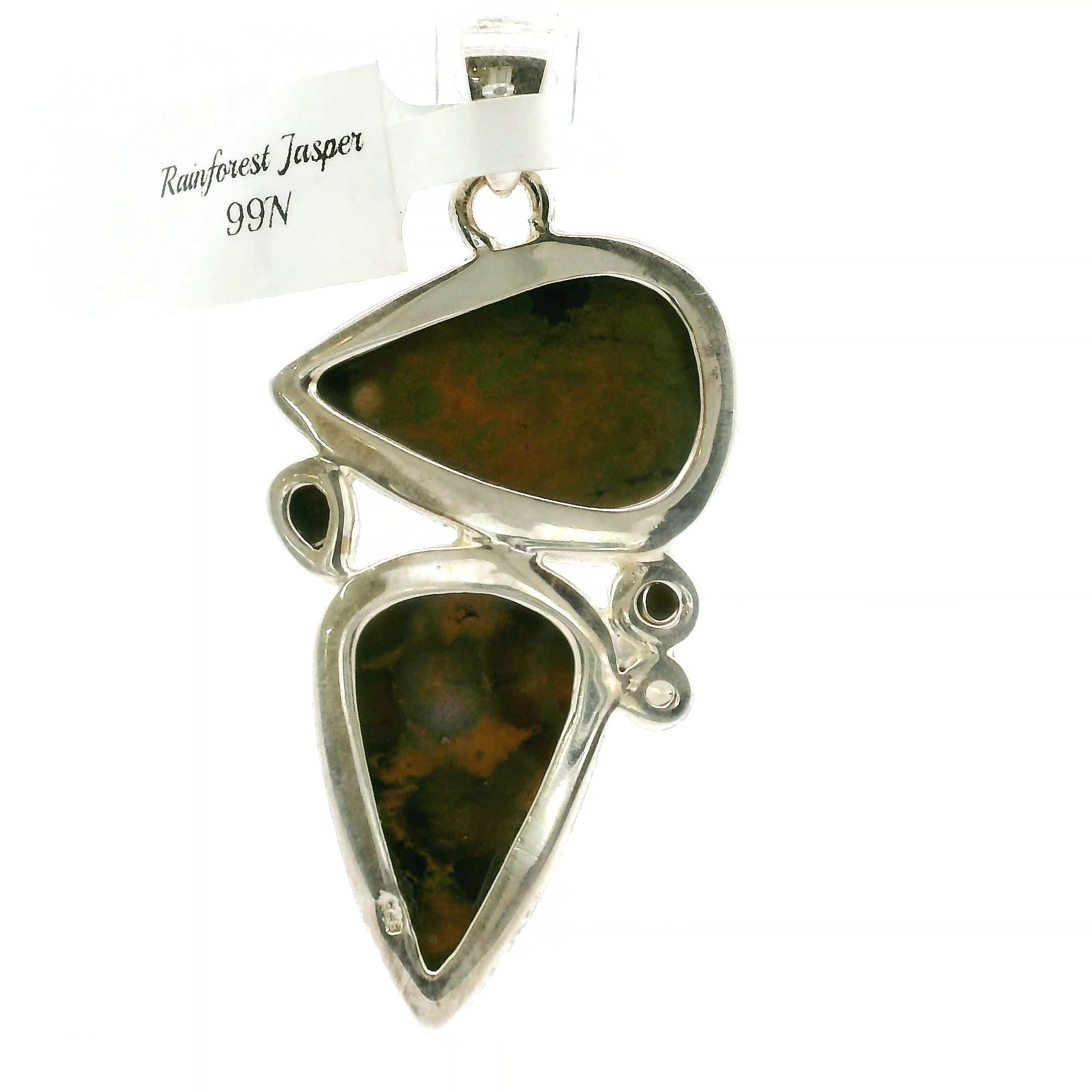 Rainforest Jasper Multi-Stone Pendant in .925 Silver for Strength and Grounding