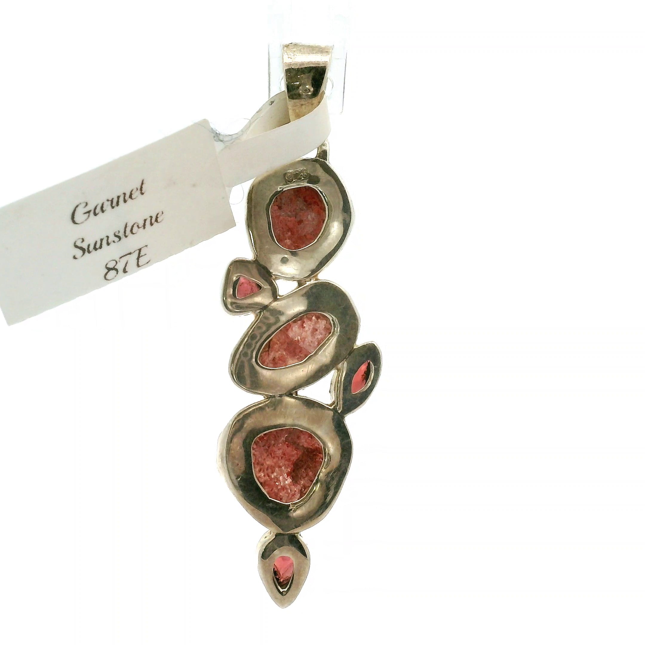 Multi-Stone Garnet Pendant .925 Silver for Health, Grounding and Strength