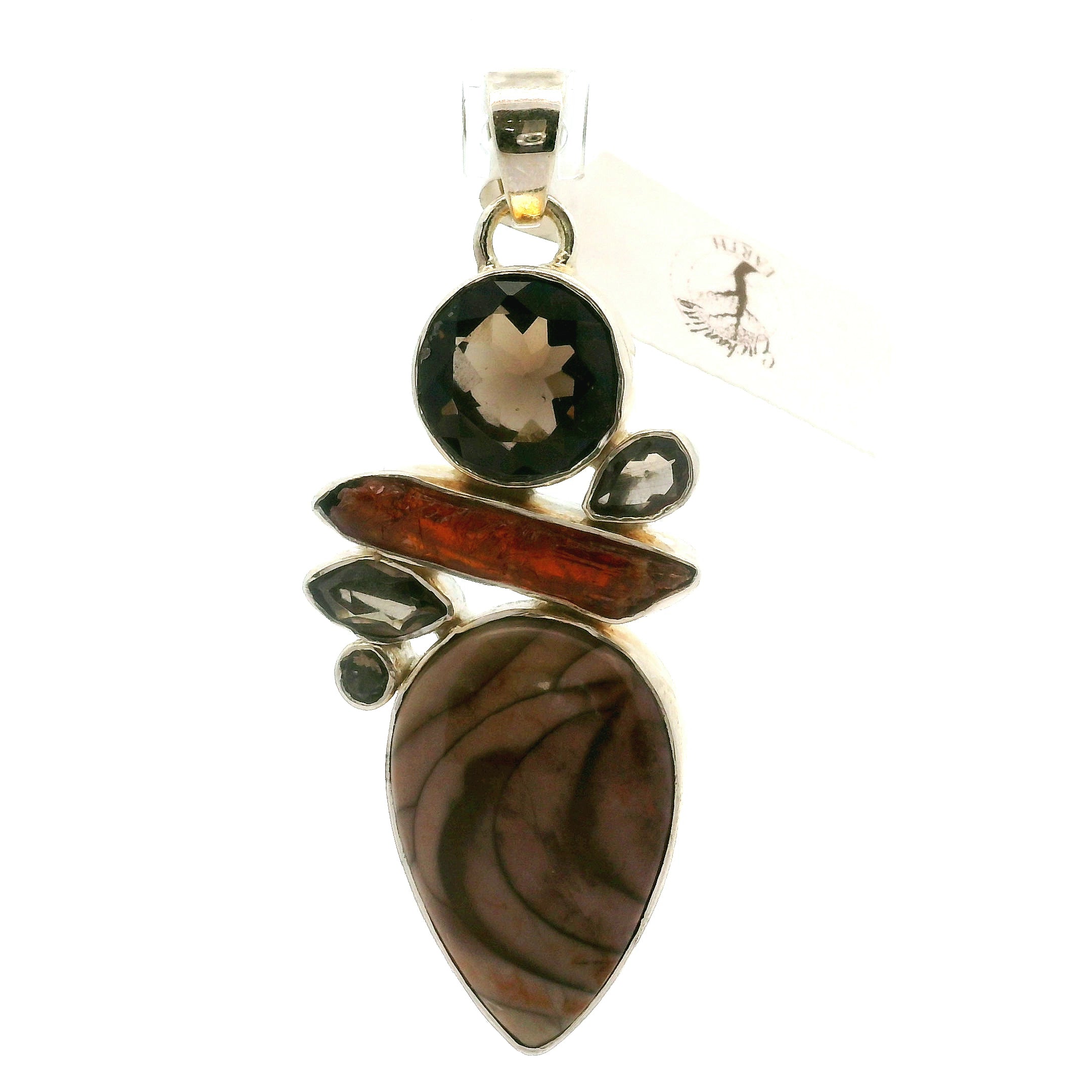 Imperial Jasper Multi-Stone Pendant in .925 Silver for Strength and Grounding