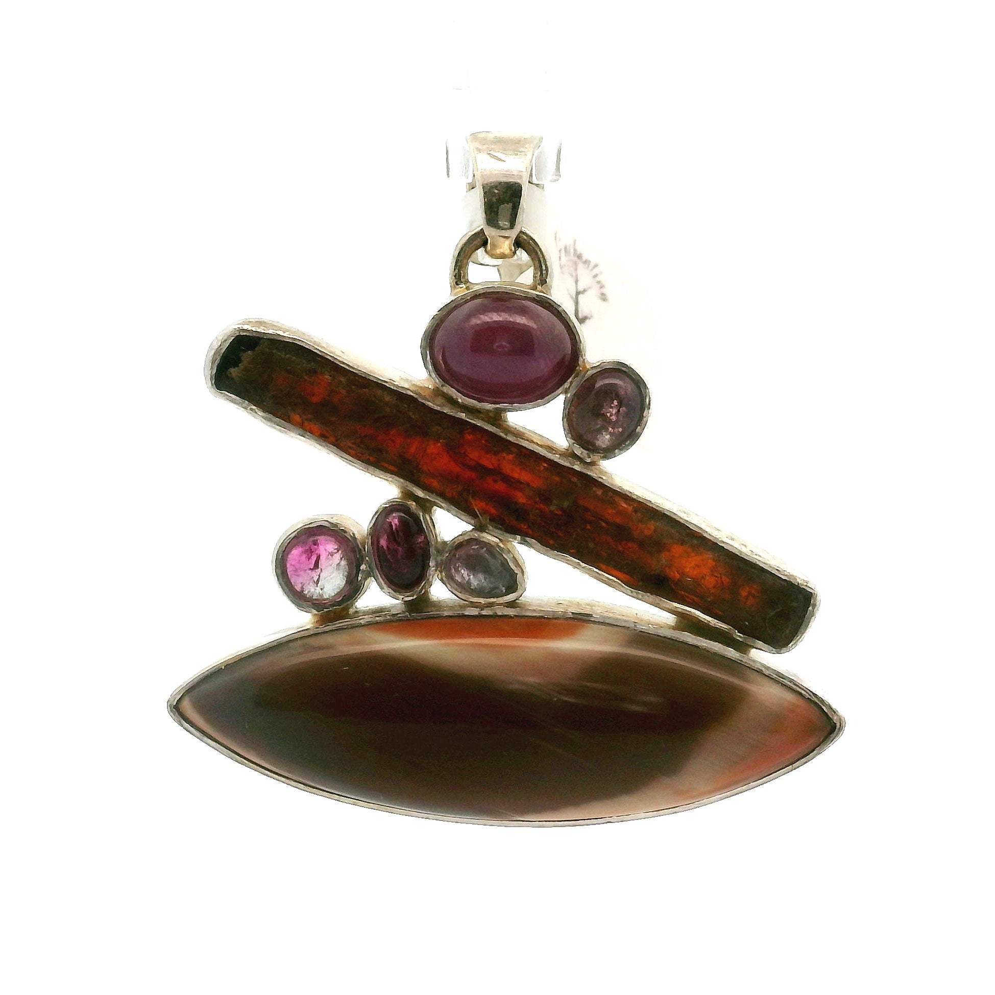 Imperial Jasper Multi-Stone Pendant in .925 Silver for Strength and Grounding