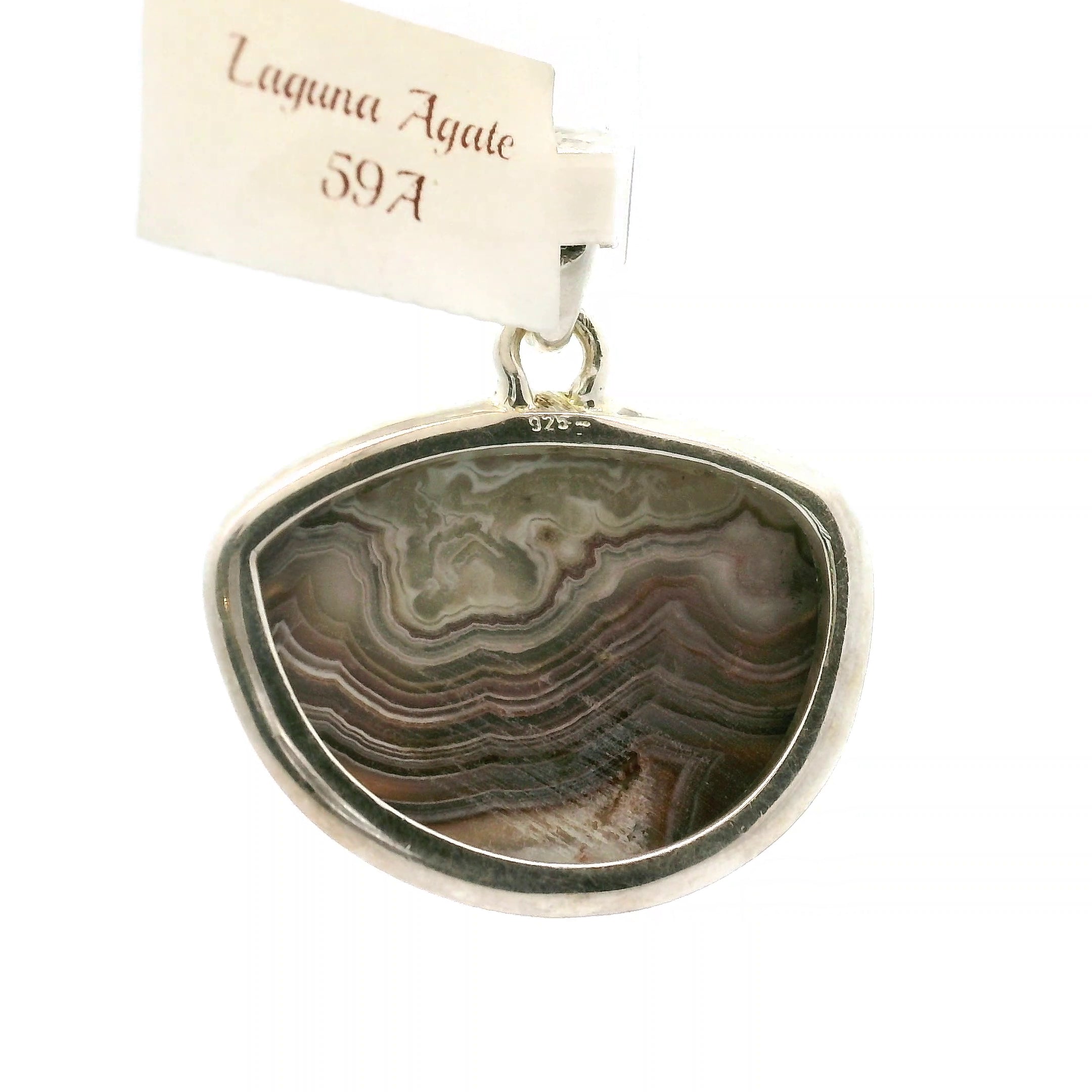 Grey Crazy Lace Agate Pendant in .925 Silver for Promoting Creativity, Hope, New Ideas & Positivity