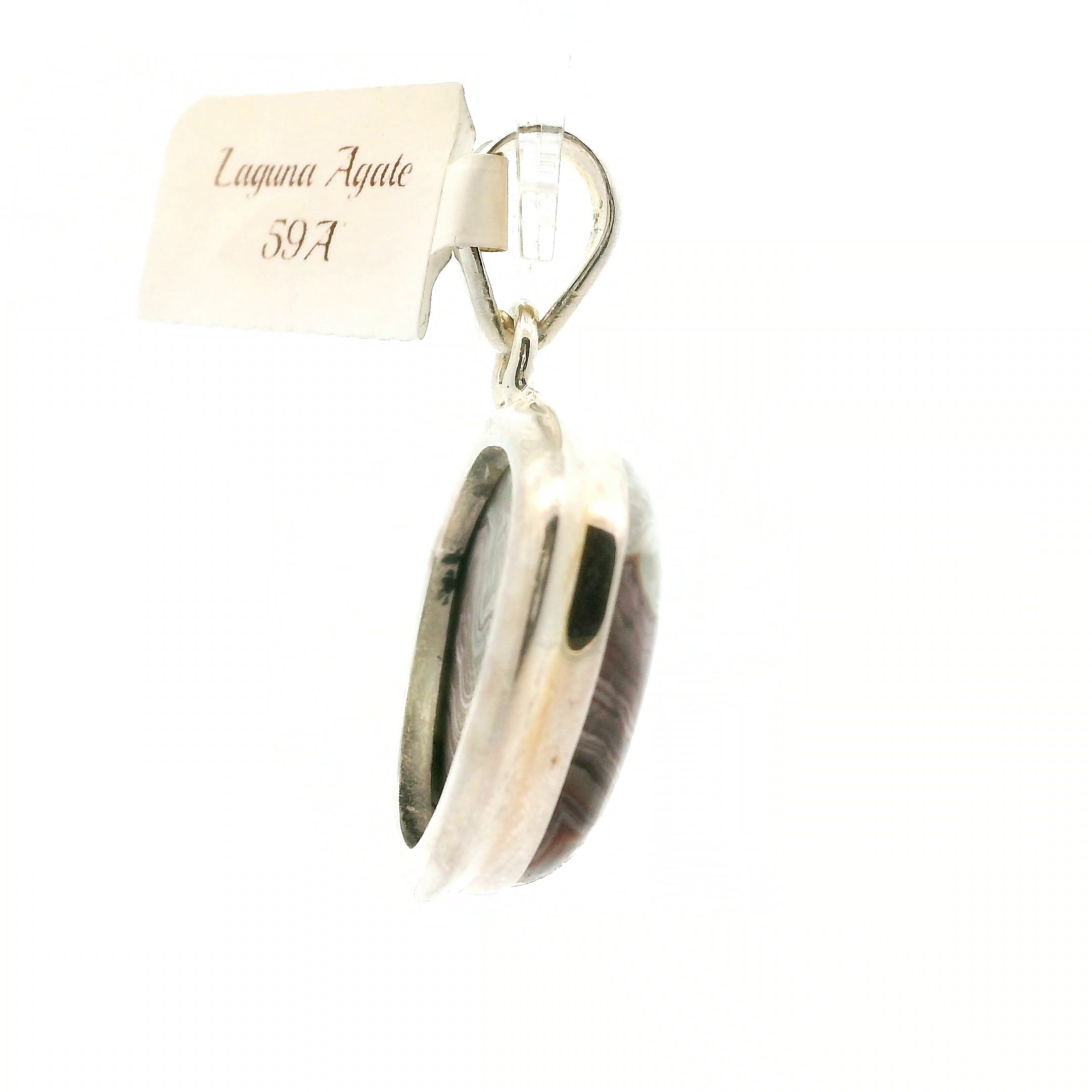 Grey Crazy Lace Agate Pendant in .925 Silver for Promoting Creativity, Hope, New Ideas & Positivity