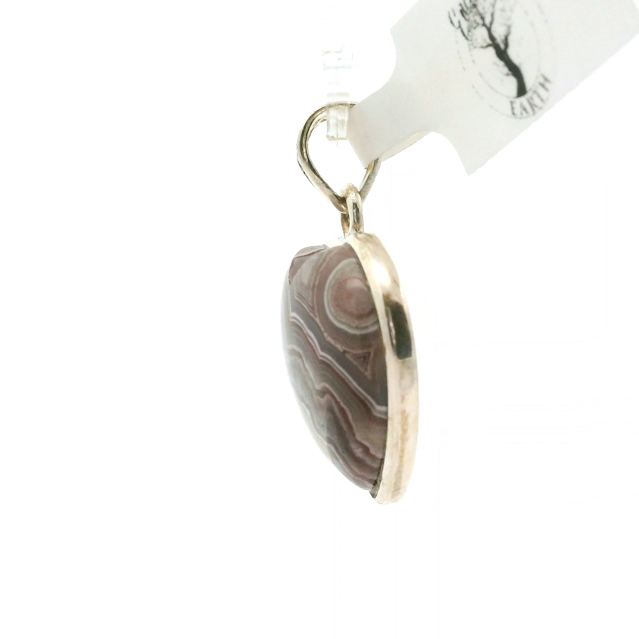 Grey Crazy Lace Agate Heart Pendant in .925 Silver for Promoting Creativity, Hope, New Ideas & Positivity