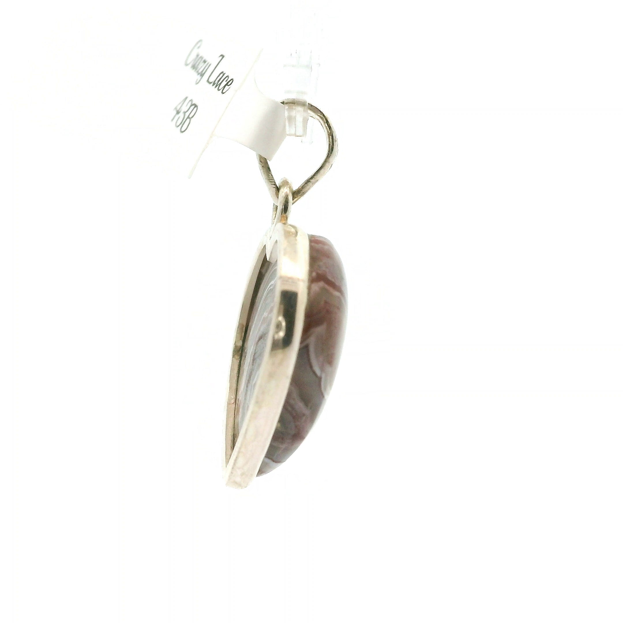 Grey Crazy Lace Agate Heart Pendant in .925 Silver for Promoting Creativity, Hope, New Ideas & Positivity