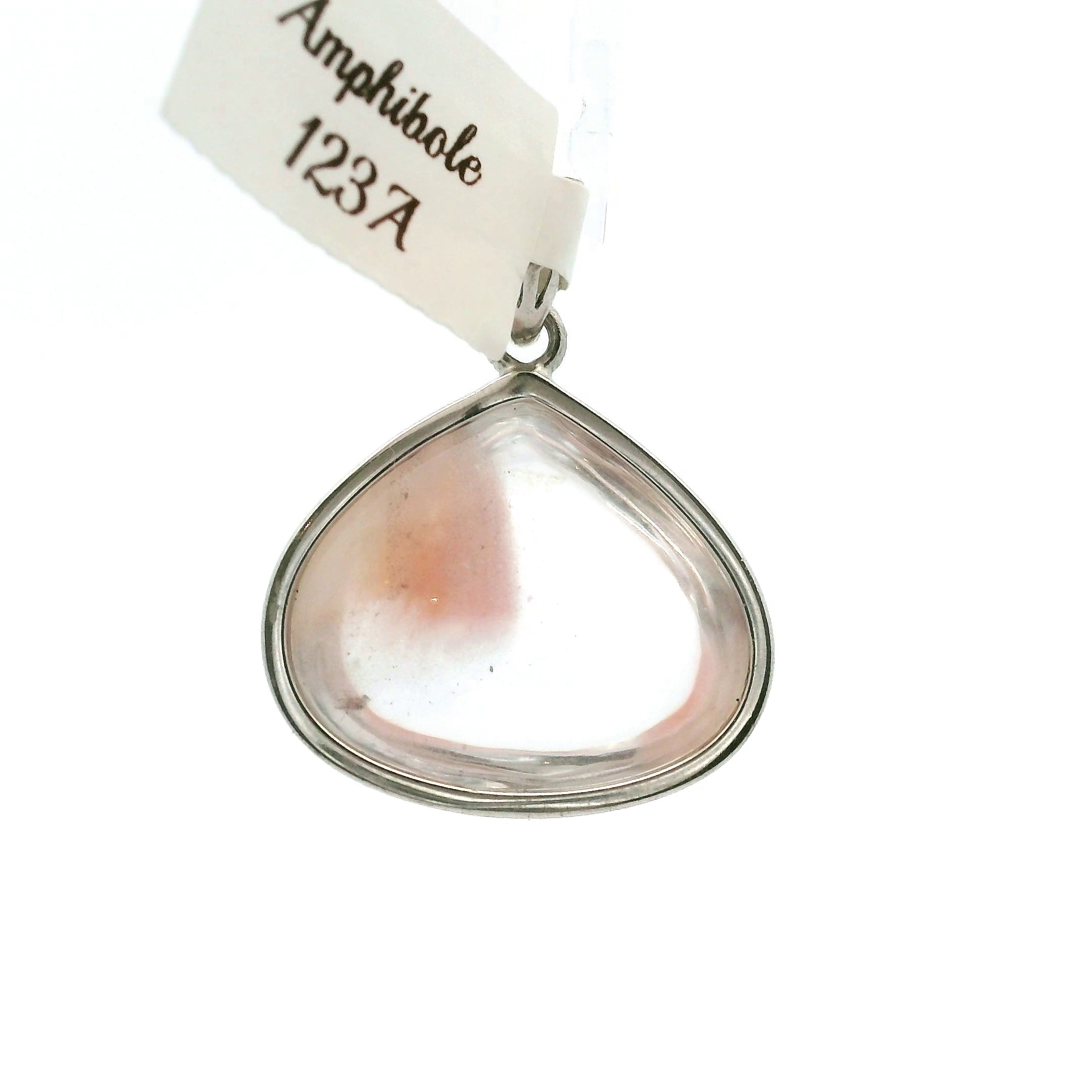 Amphibole Quartz Pendant .925 Sterling Silver for Connection with Angels and Protection