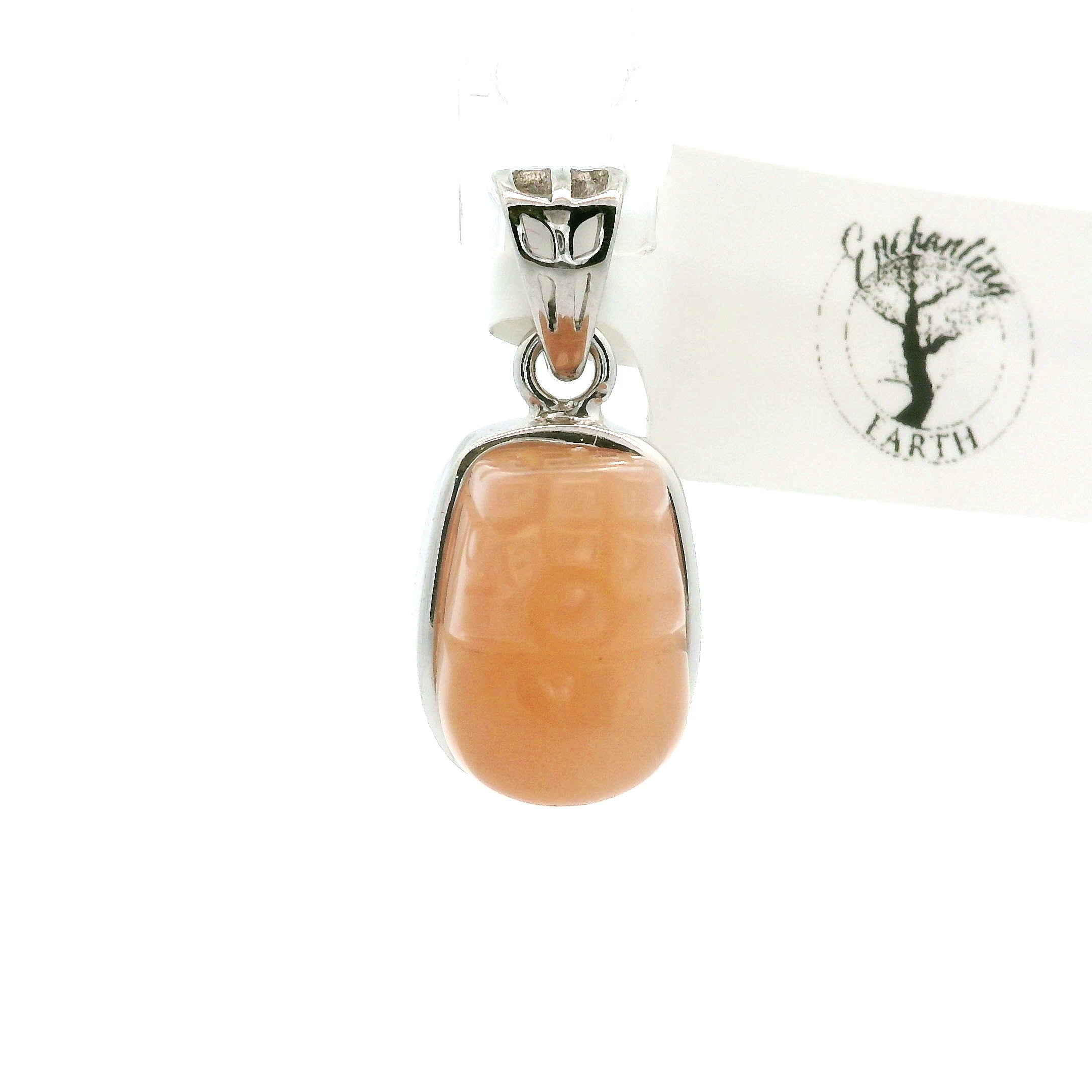 Peach Moonstone Pixiu Pendant .925 Silver for New Beginnings, Artistic Expression, Creativity & Manifestation