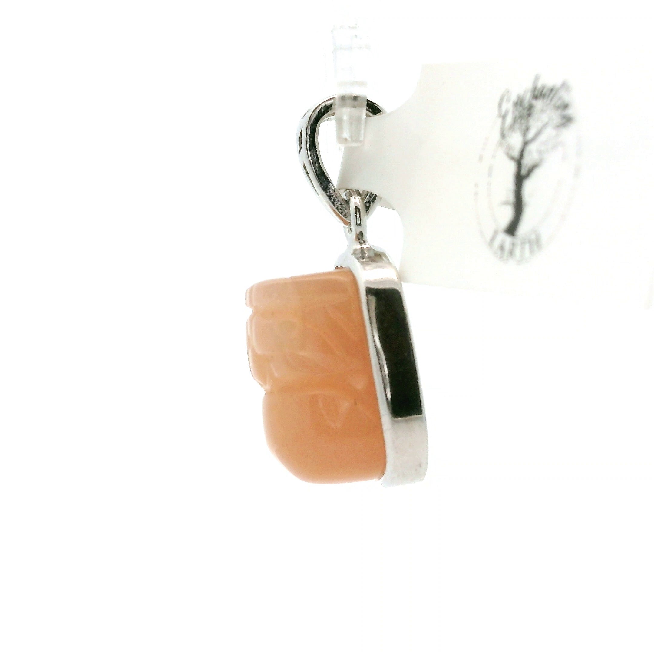 Peach Moonstone Pixiu Pendant .925 Silver for New Beginnings, Artistic Expression, Creativity & Manifestation