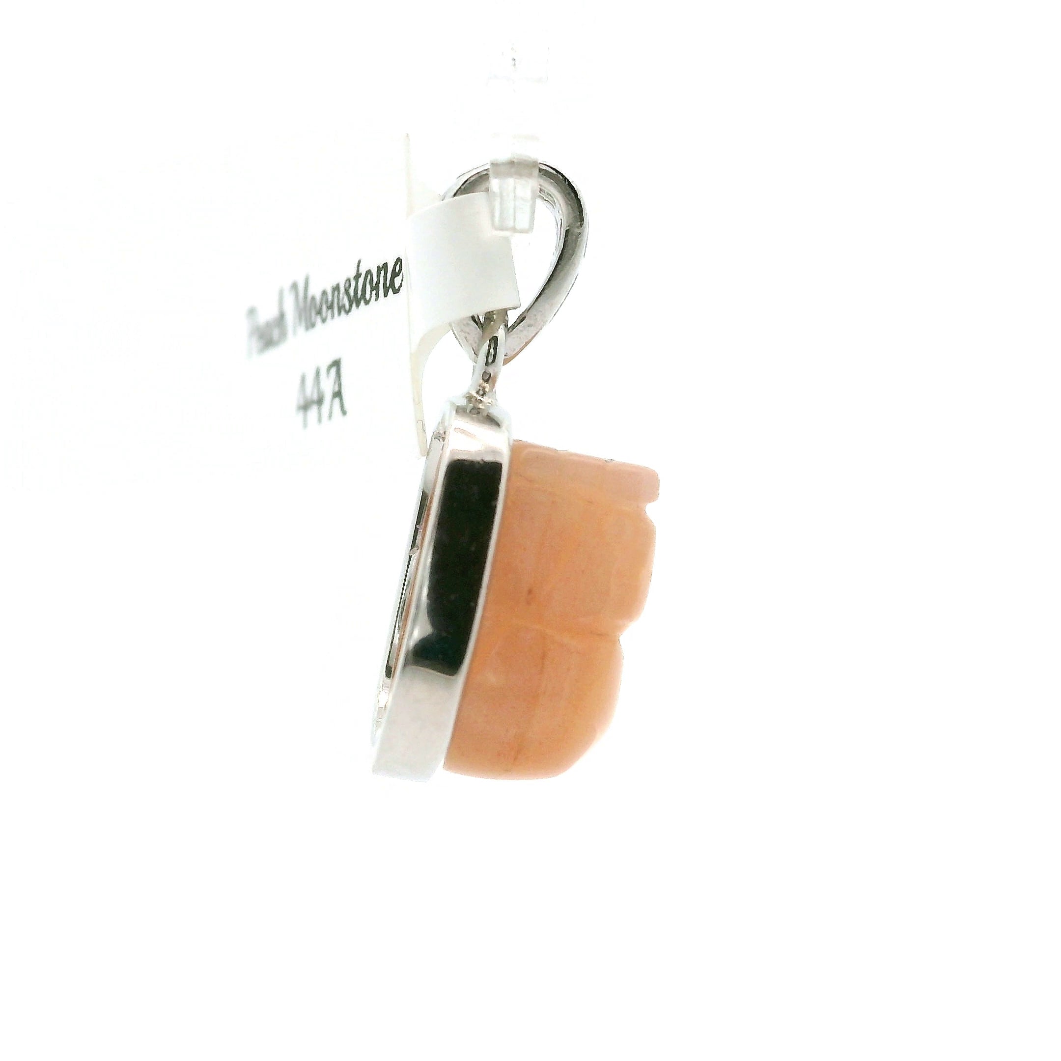 Peach Moonstone Pixiu Pendant .925 Silver for New Beginnings, Artistic Expression, Creativity & Manifestation