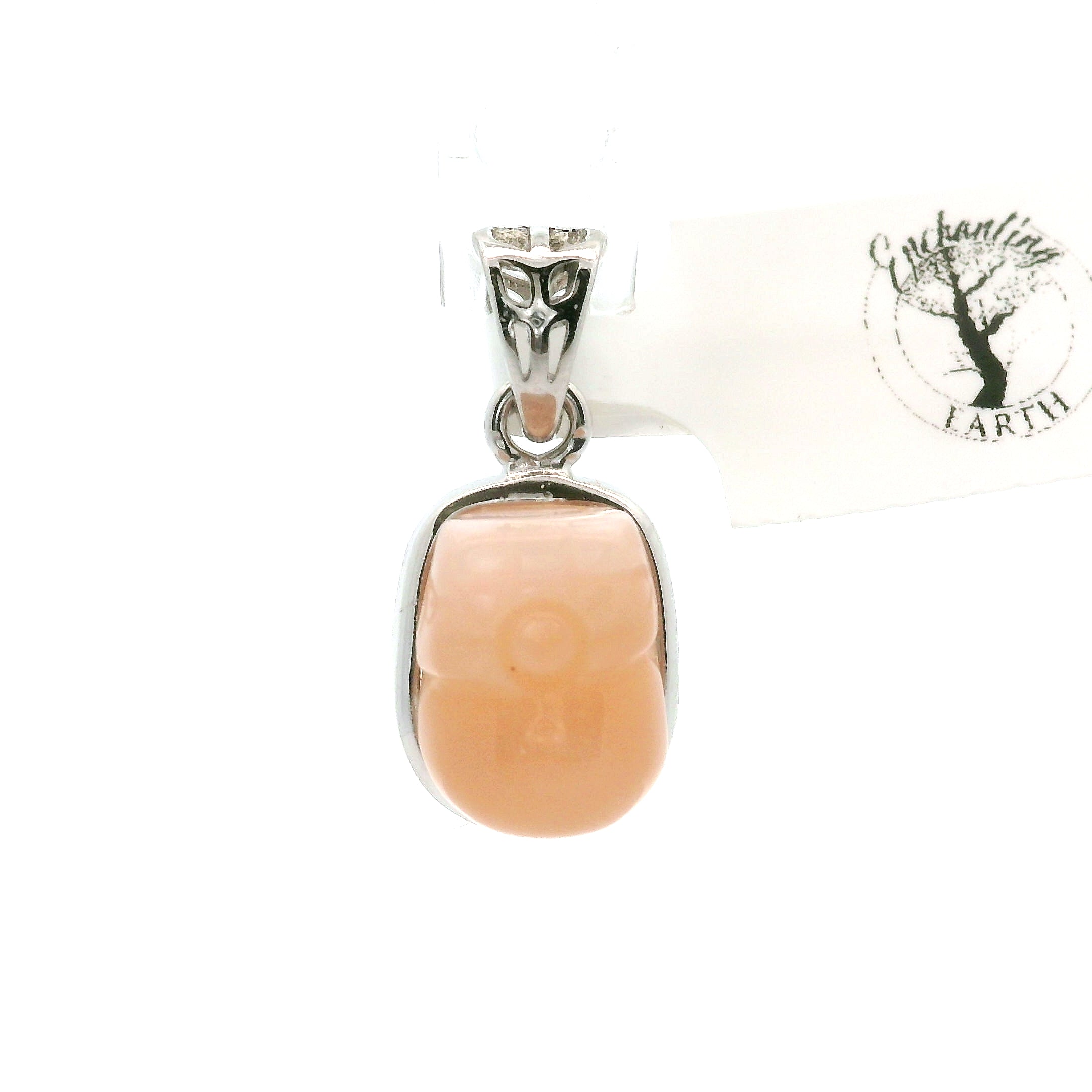 Peach Moonstone Pixiu Pendant .925 Silver for New Beginnings, Artistic Expression, Creativity & Manifestation