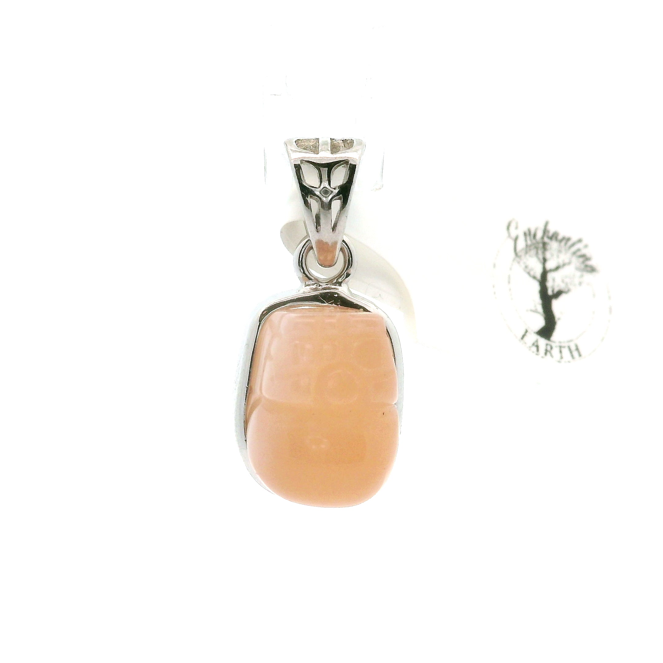 Peach Moonstone Pixiu Pendant .925 Silver for New Beginnings, Artistic Expression, Creativity & Manifestation