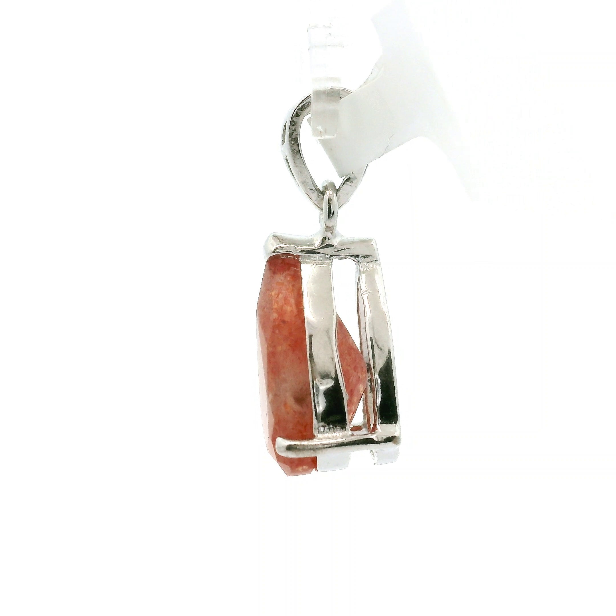 Sunstone Faceted Pendant .925 Silver for Confidence and Strength