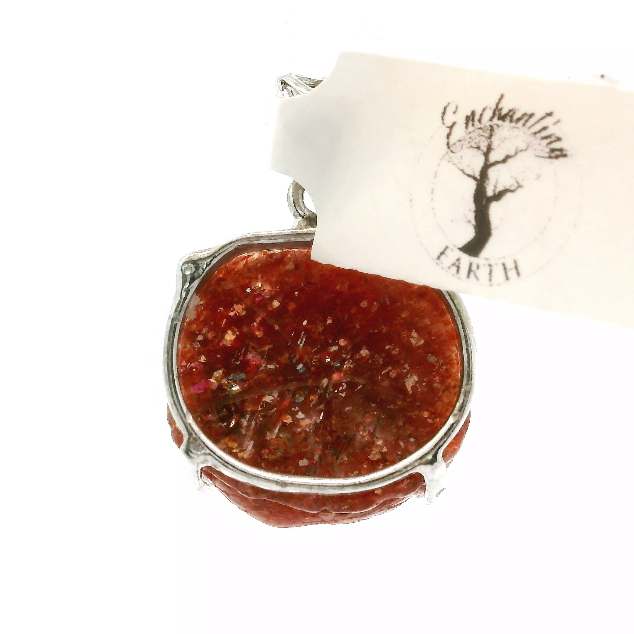 Sunstone Lotus Pendant .925 Silver for Confidence and Strength