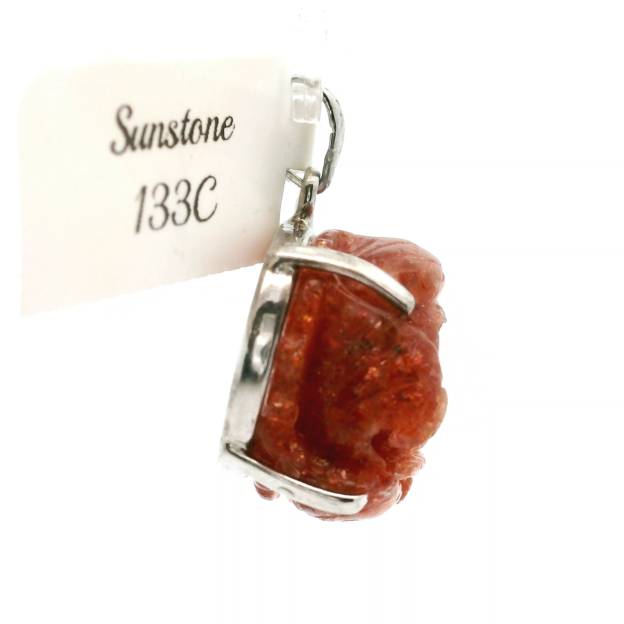 Sunstone Lotus Pendant .925 Silver for Confidence and Strength