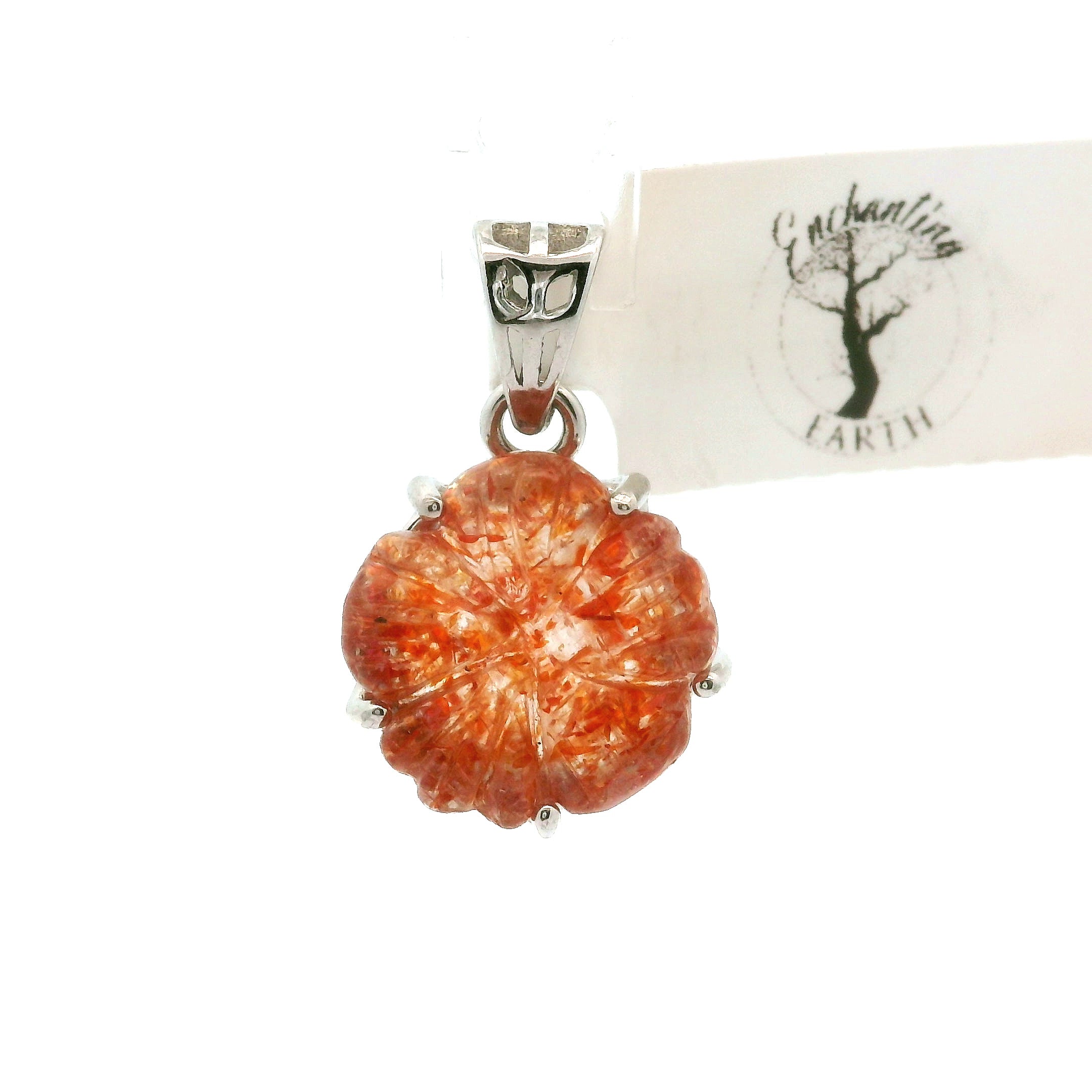 Sunstone Flower Pendant .925 Silver for Confidence and Strength
