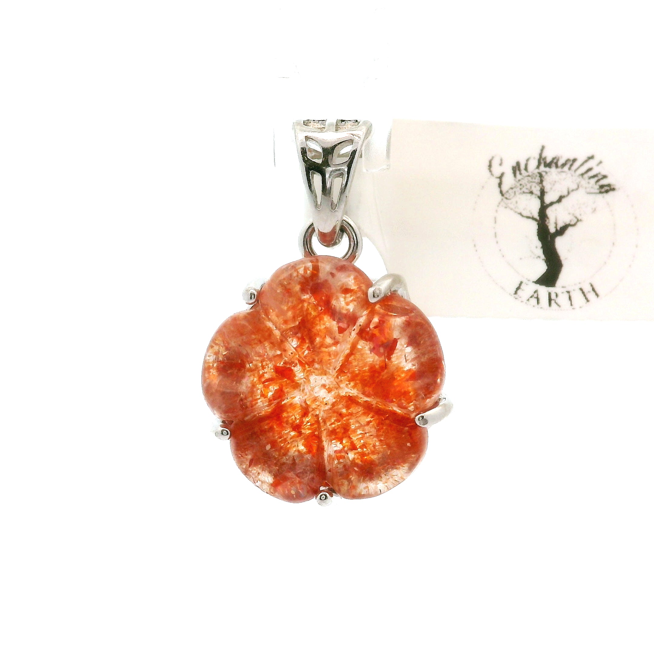 Sunstone Flower Pendant .925 Silver for Confidence and Strength