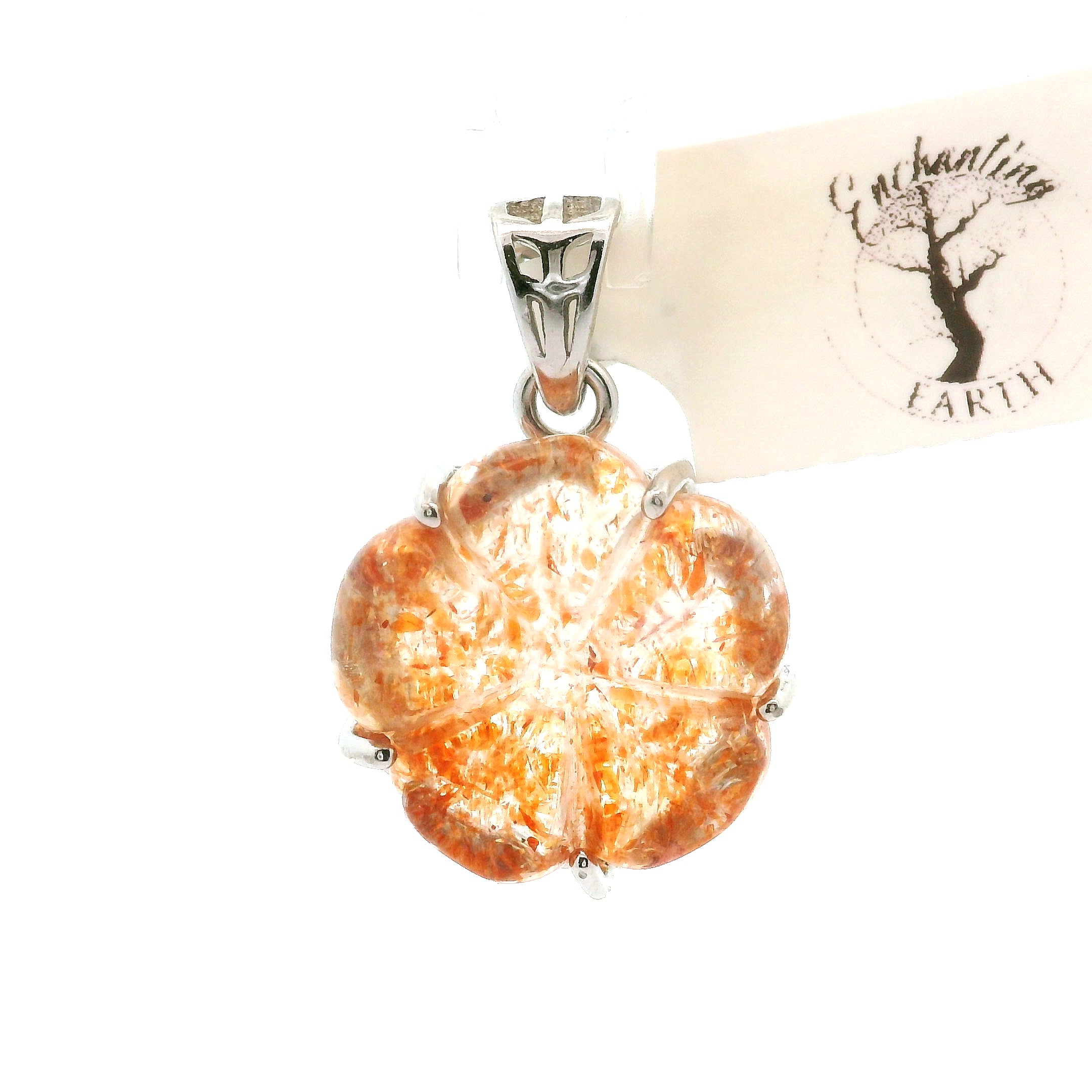 Sunstone Flower Pendant .925 Silver for Confidence and Strength