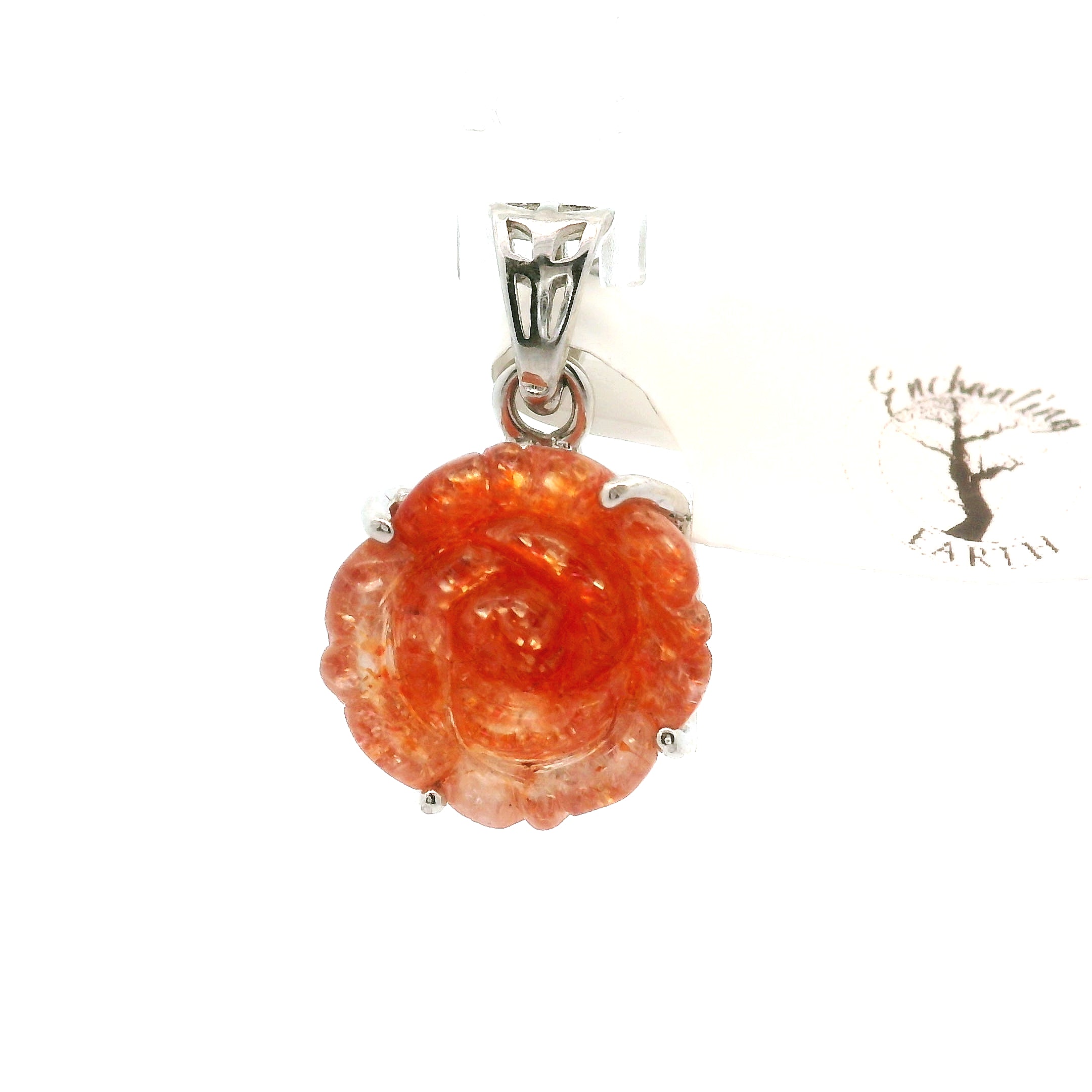 Sunstone Flower Pendant .925 Silver for Confidence and Strength