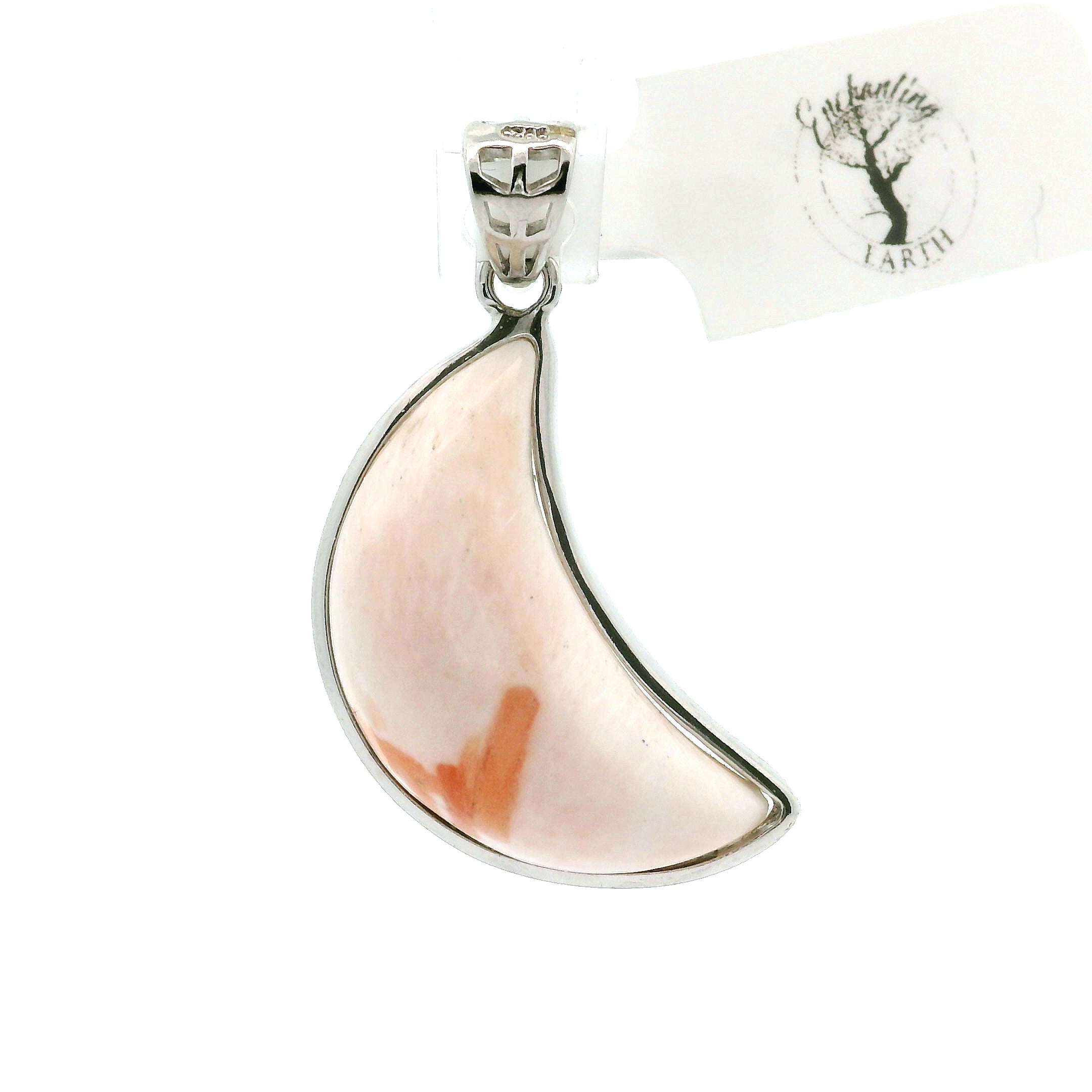 Scolecite Moon Pendant .925 Silver for Accessing Higher Realms and Lineage Healing
