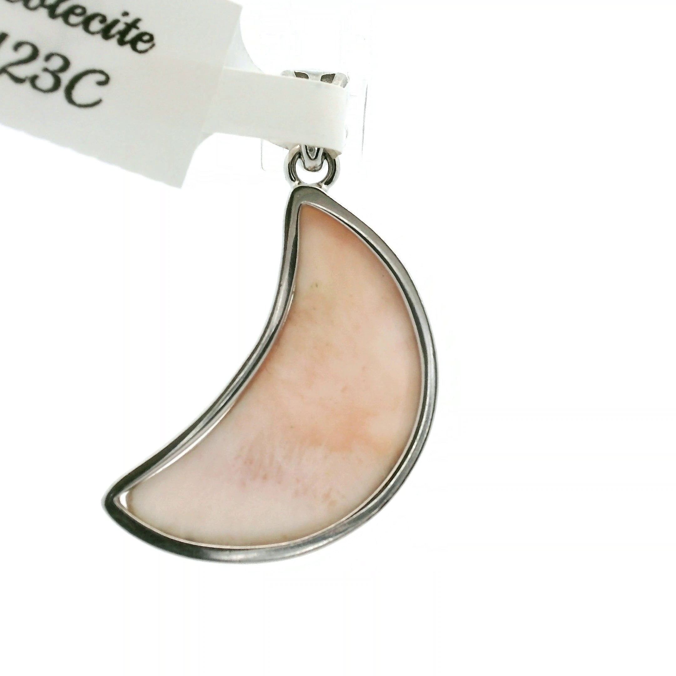 Scolecite Moon Pendant .925 Silver for Accessing Higher Realms and Lineage Healing