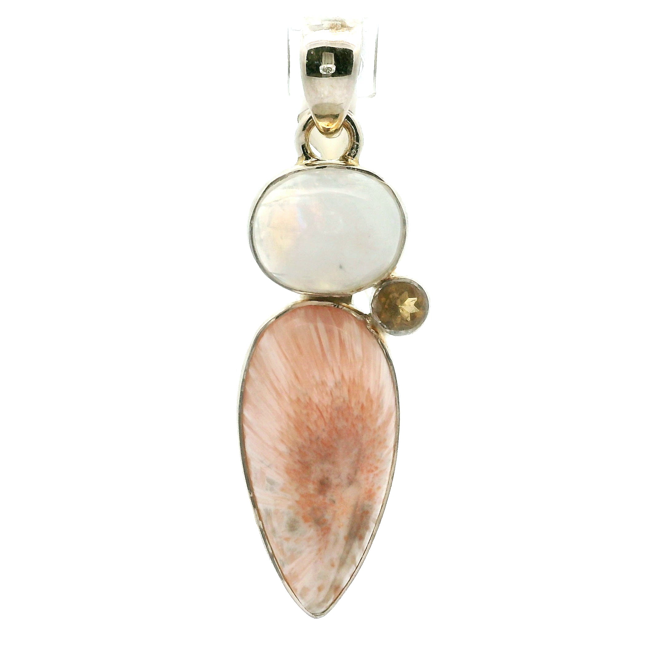 Scolecite Multi-Stone Pendant .925 Silver for Accessing Higher Realms and Lineage Healing