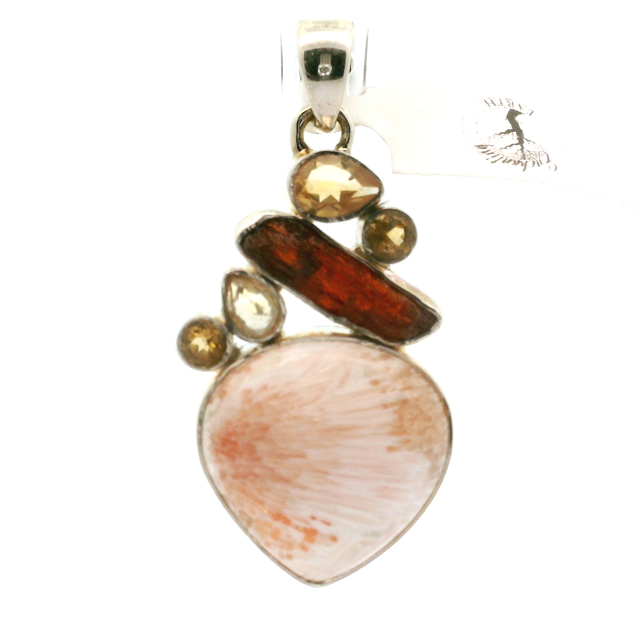 Scolecite Multi-Stone Pendant .925 Silver for Accessing Higher Realms and Lineage Healing