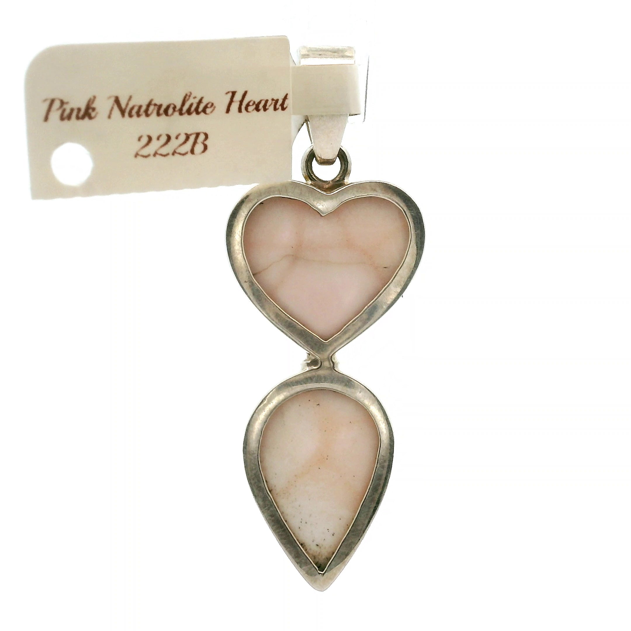 Pink Natrolite Heart Pendant .925 Silver for Channeling, Psychic Abilities and Awakening of your Third Eye Chakra