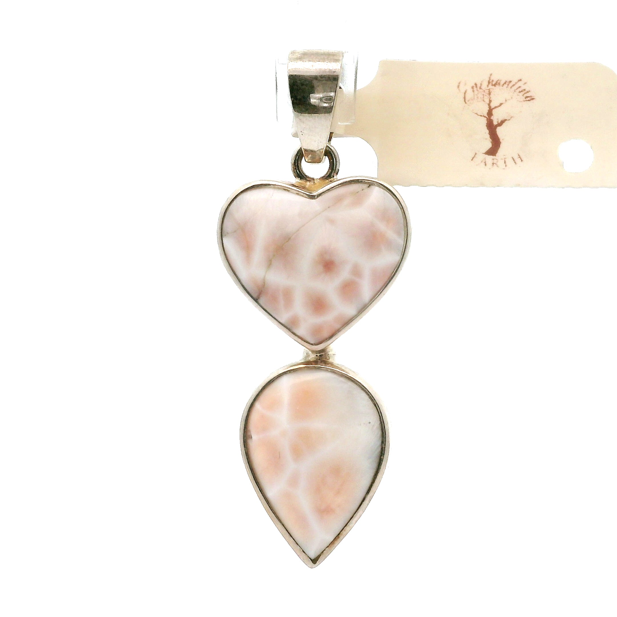 Pink Natrolite Heart Pendant .925 Silver for Channeling, Psychic Abilities and Awakening of your Third Eye Chakra