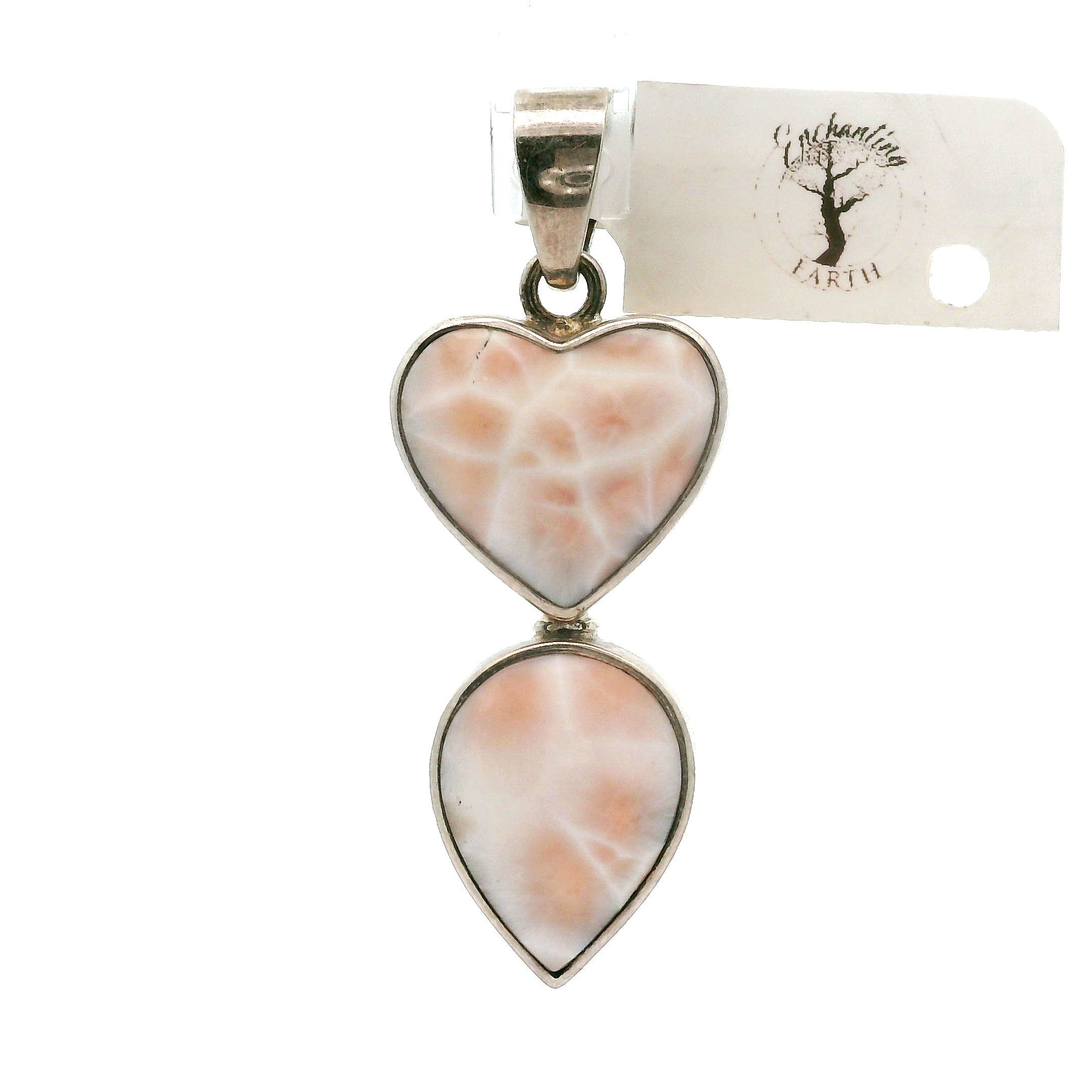 Pink Natrolite Heart Pendant .925 Silver for Channeling, Psychic Abilities and Awakening of your Third Eye Chakra