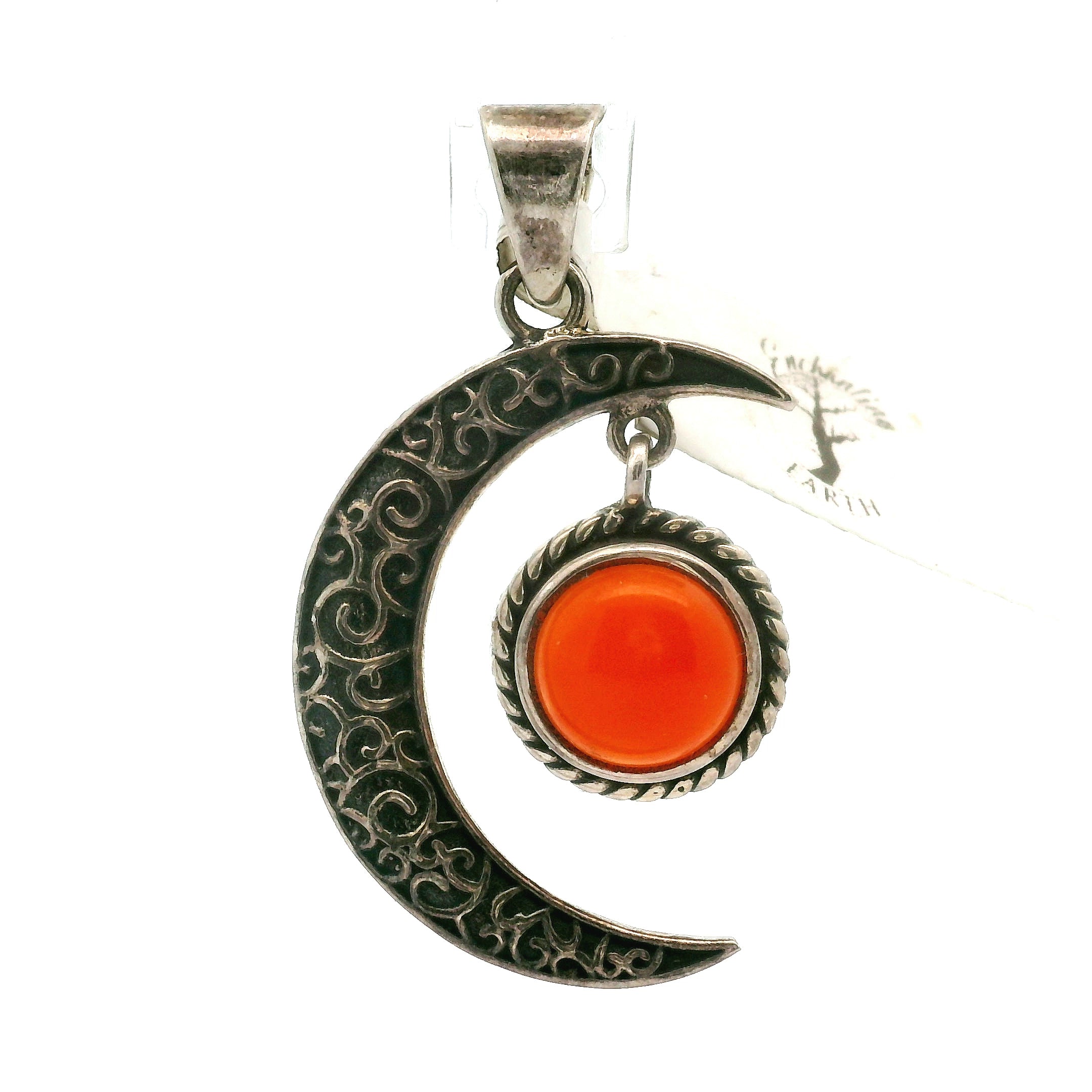 Moon Crescent Gel Pendant .925 Sterling Silver for Personal Power and Intuition