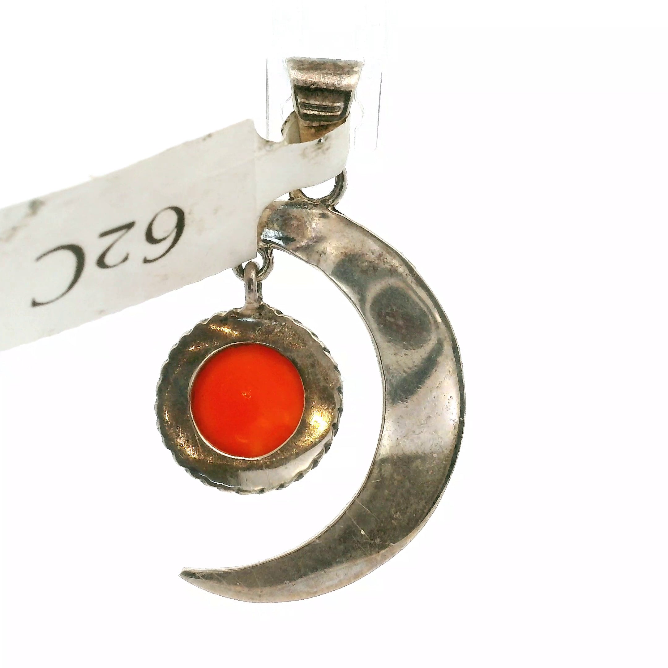 Moon Crescent Gel Pendant .925 Sterling Silver for Personal Power and Intuition