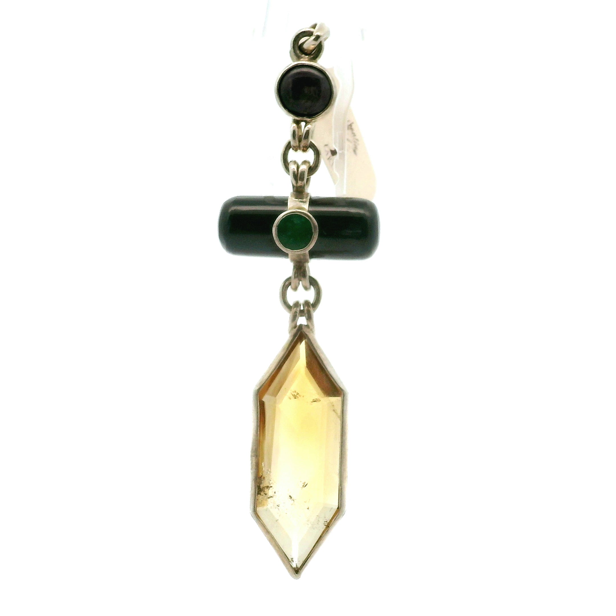 Citrine, Sapphire, Emerald & Star Ruby Pendant .925 Silver for Abundance, Prosperity and Protection
