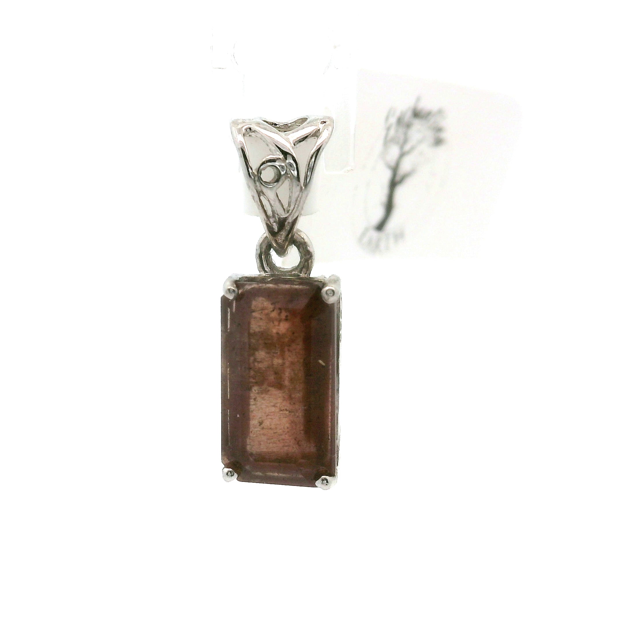 Emerald Cut Copper Scapolite Pendant .925 Silver for Enhancing Communication with Guides, Insight & Memory