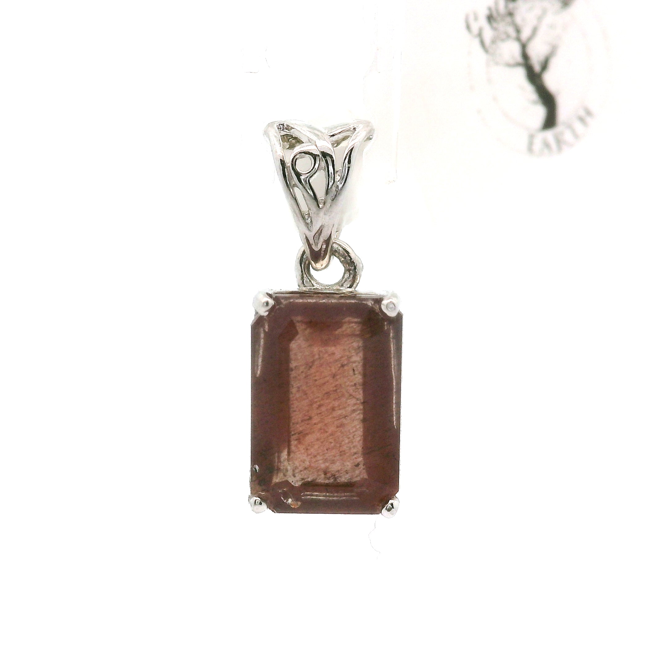 Emerald Cut Copper Scapolite Pendant .925 Silver for Enhancing Communication with Guides, Insight & Memory