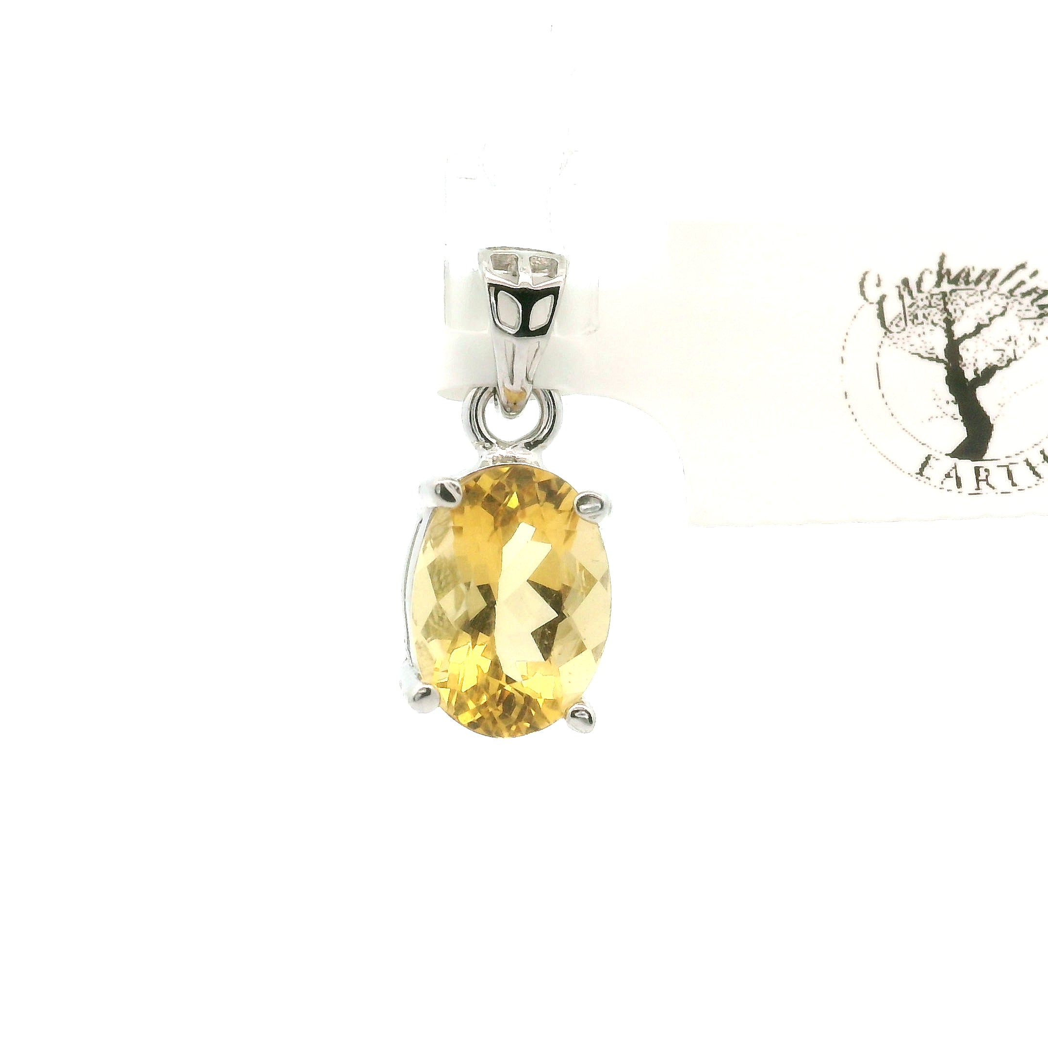 Yellow Zircon Pendant .925 Silver for Vitality and Expansion
