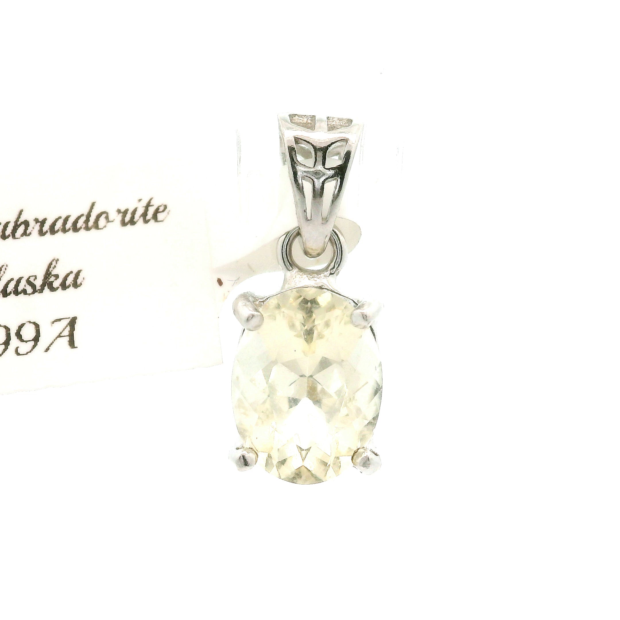 Golden Labradorite Pendant .925 Sterling Silver for Meditation and Visualization