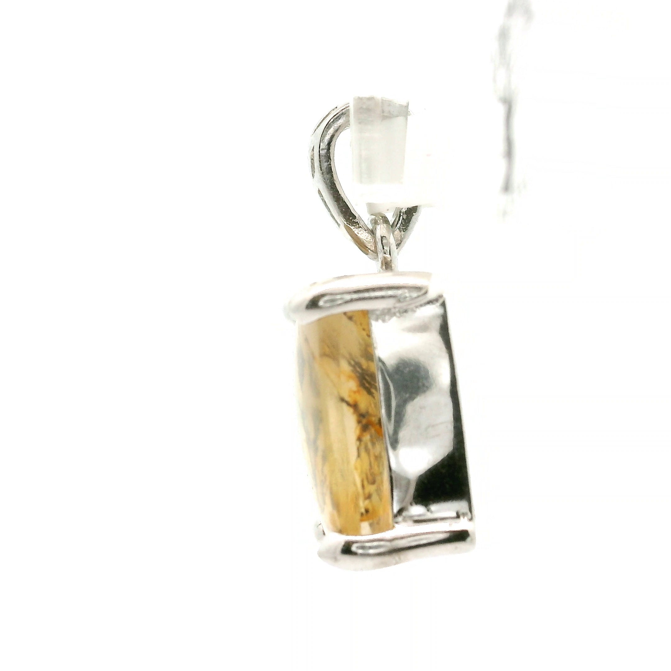 Dendritic Quartz with Golden Healer Pendant .925 Silver for Master Healing, Grounding & Transformation