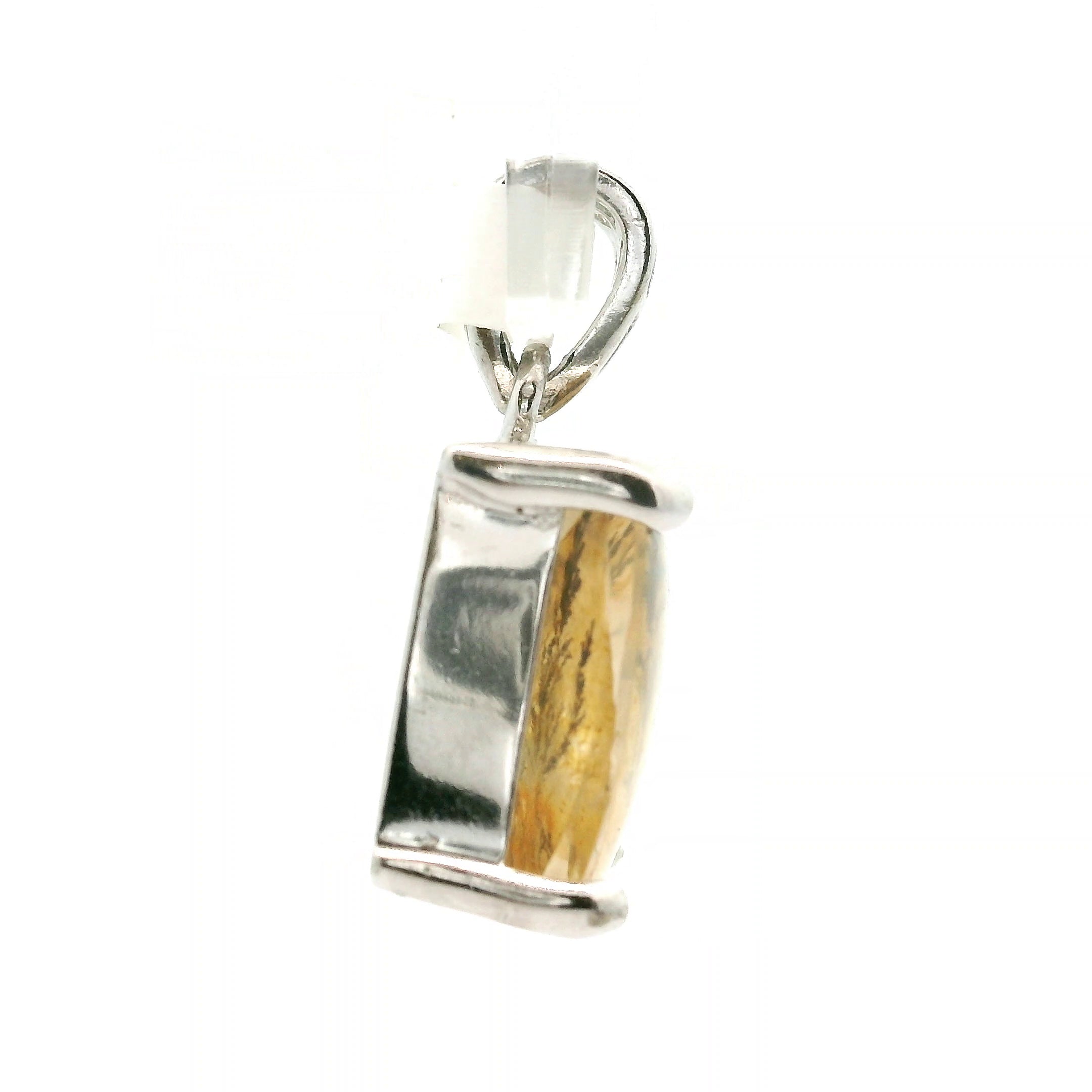 Dendritic Quartz with Golden Healer Pendant .925 Silver for Master Healing, Grounding & Transformation