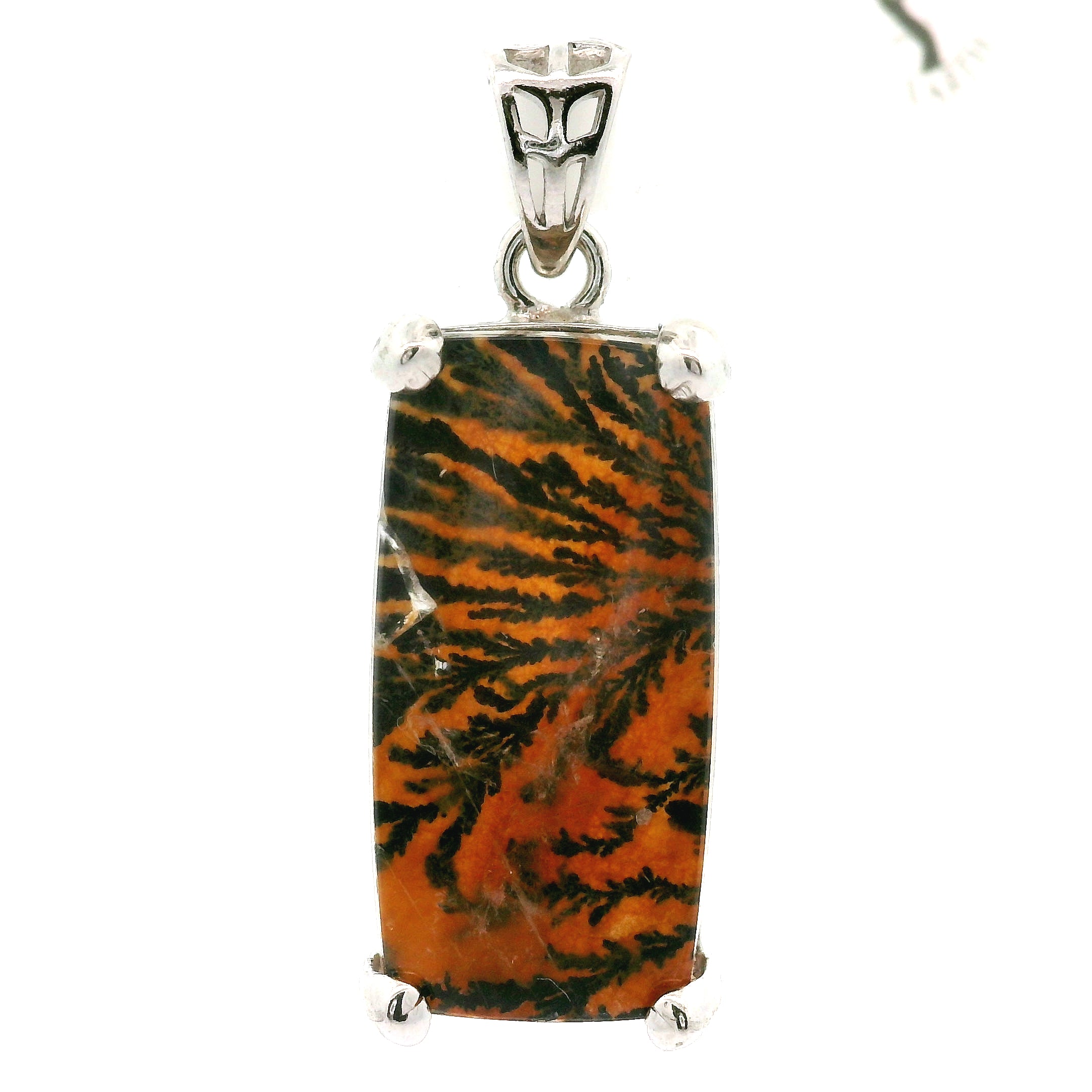 Dendritic Quartz with Golden Healer Pendant .925 Silver for Master Healing, Grounding & Transformation