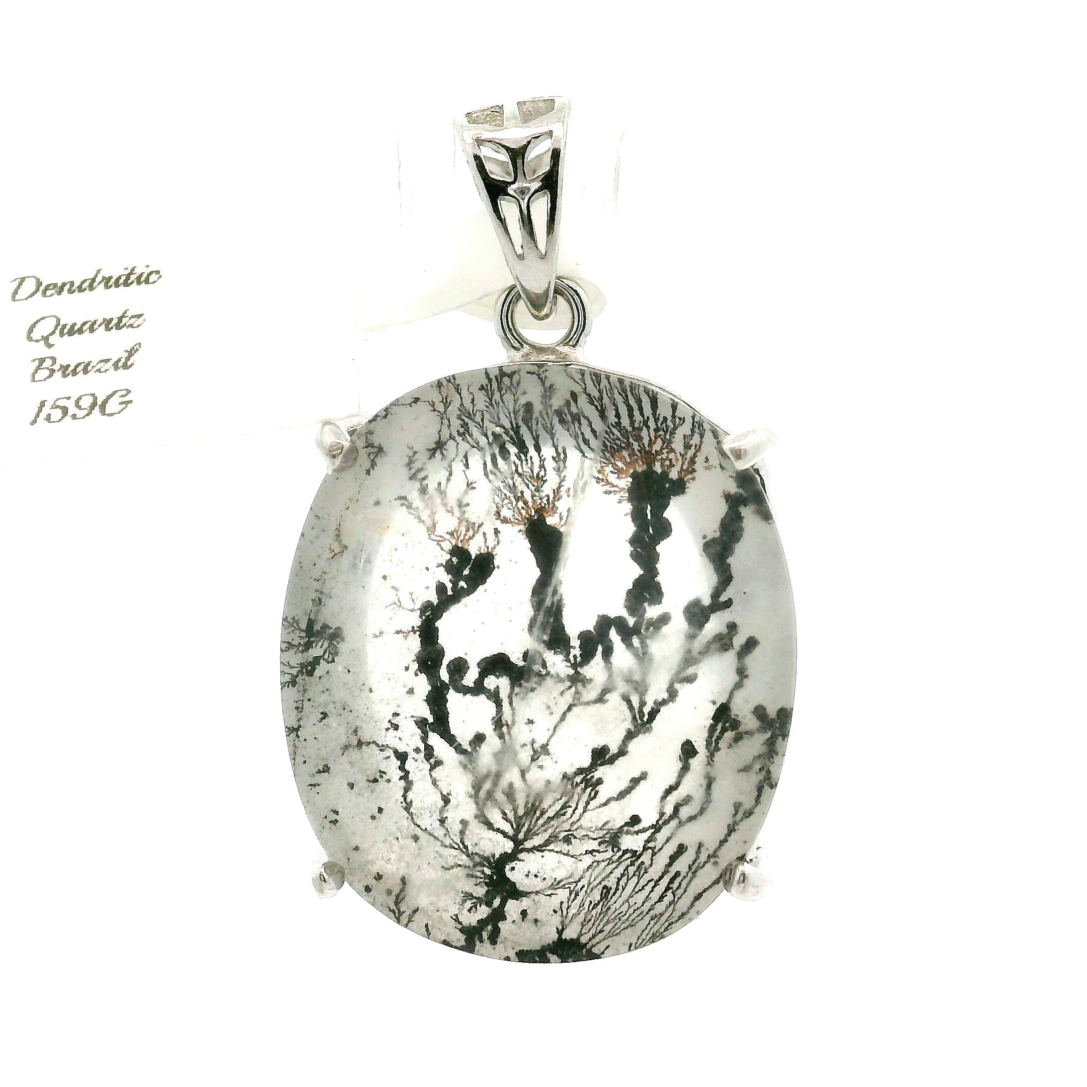 Silver Dendritic Quartz Pendant .925 Silver for Master Healing, Grounding & Transformation